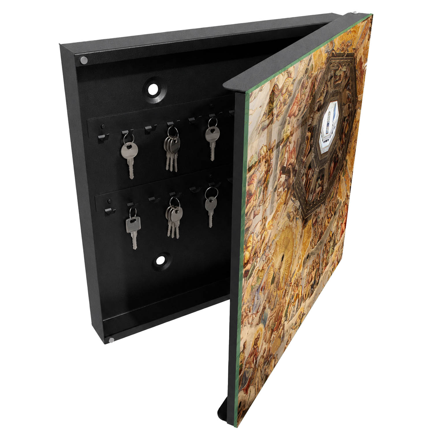 Caixa de chaves de parede decorativa 30x30x5, abertura à direita tulup