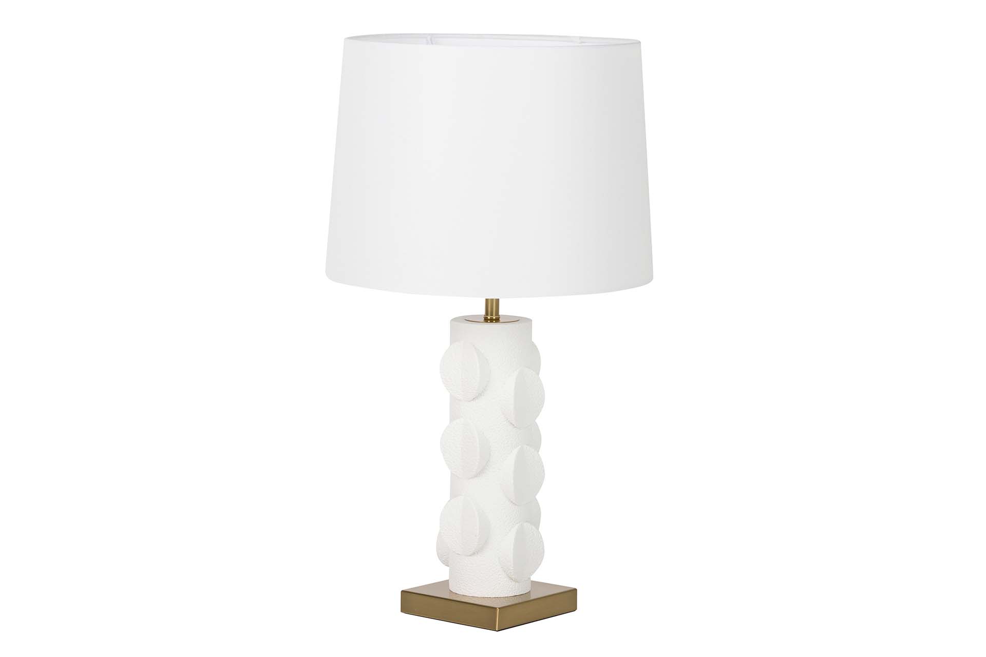 Alexandra candeeiro mesa resina/metal/textil branco/dourado 36x36x60 cm