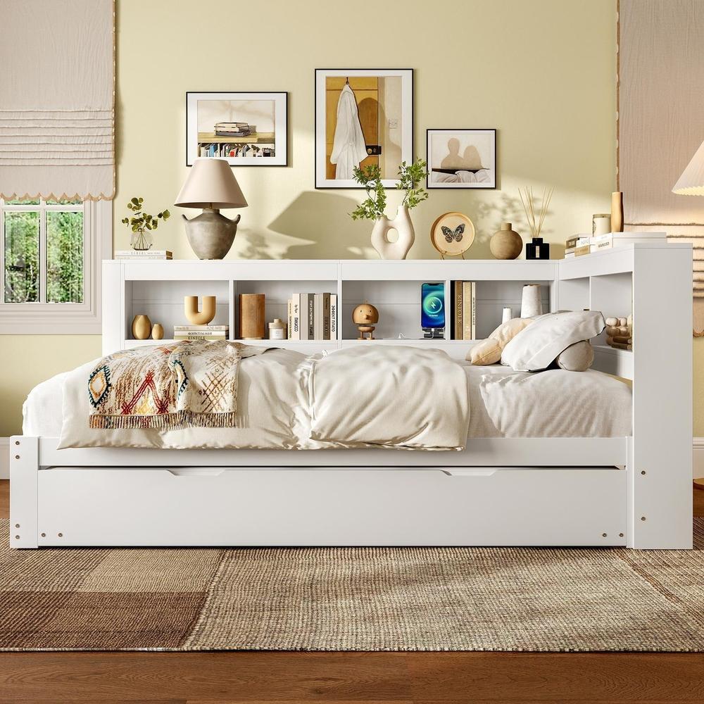 Sofa cama convertivel 140x200cm com gaveta e usb branco