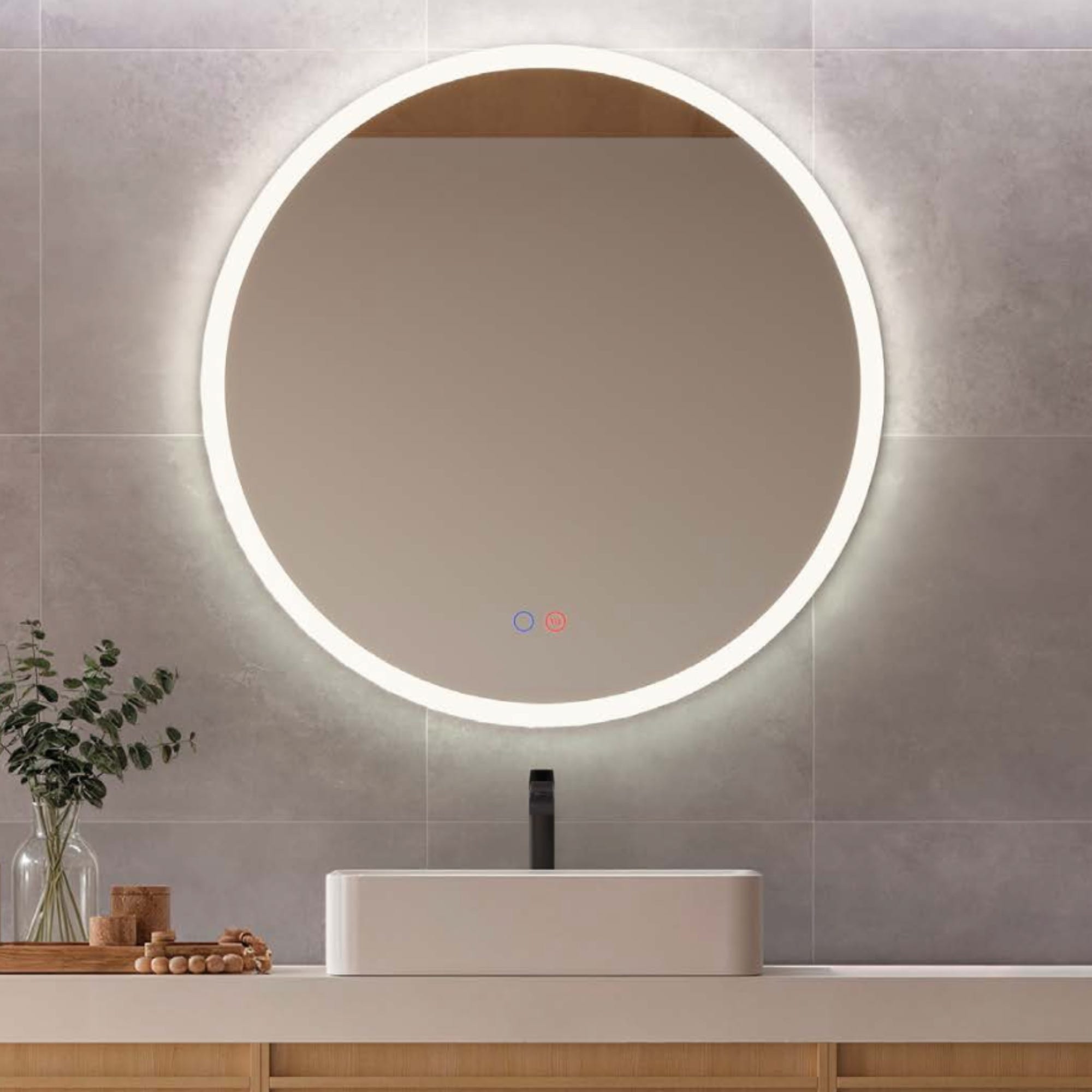 LEDimex-espelho londres ø100 LED redondo contorno jateado