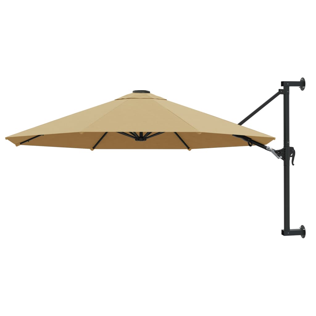 vidaXL sombrilla de pared con barra de metal taupe 300 cm