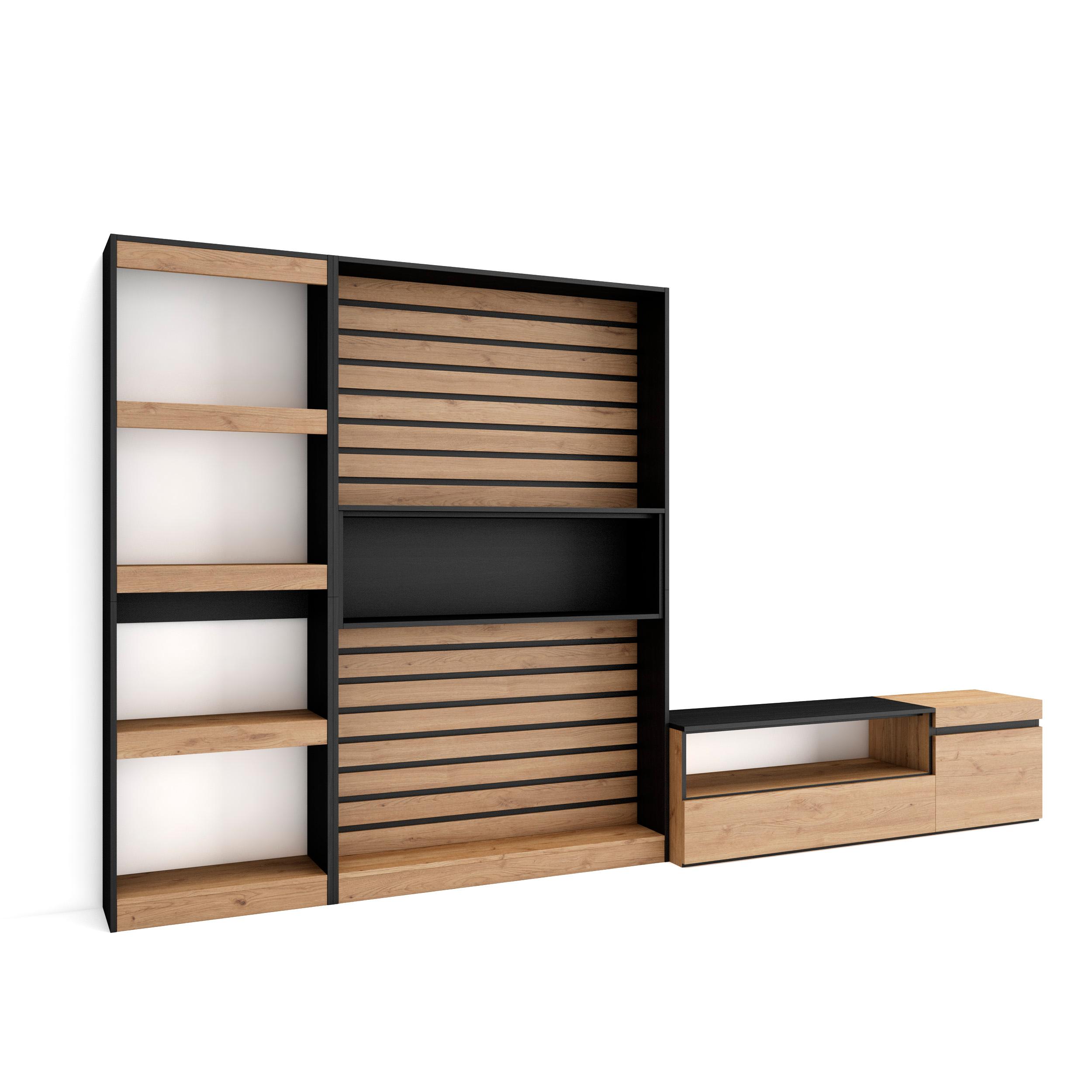 Conjunto de móveis tv, 320x35x186cm, carvalho e preto rf2590