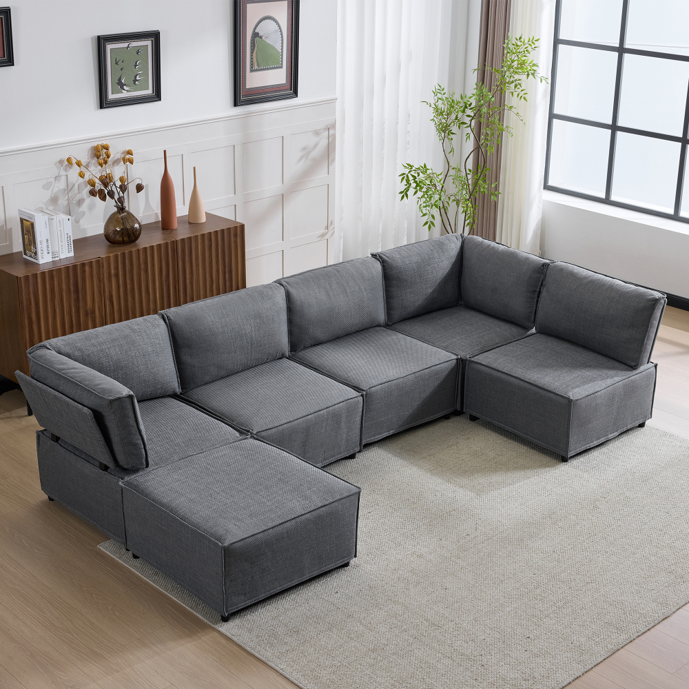 Sofá modular de canto em tecido cinzento escuro conversível em cama