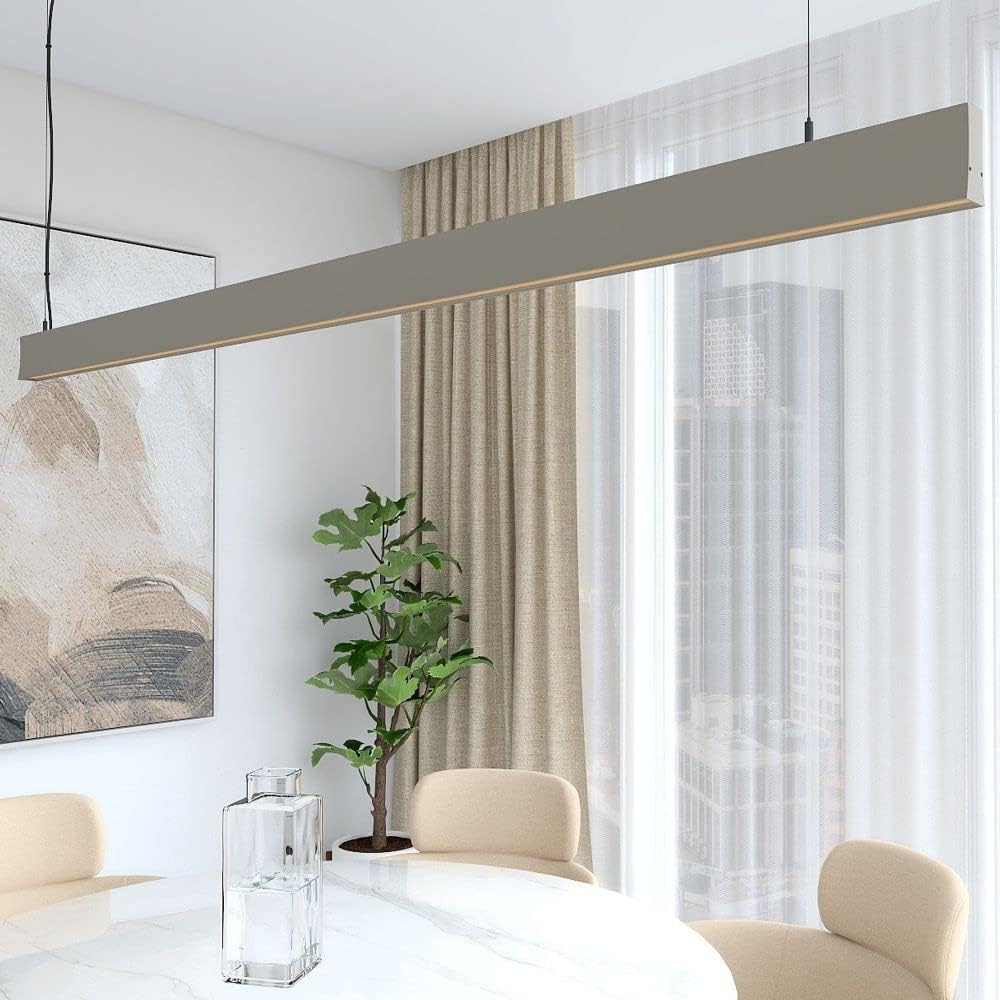 Lámpara lineal techo colgante gris 2 metros 2700k luz cálida