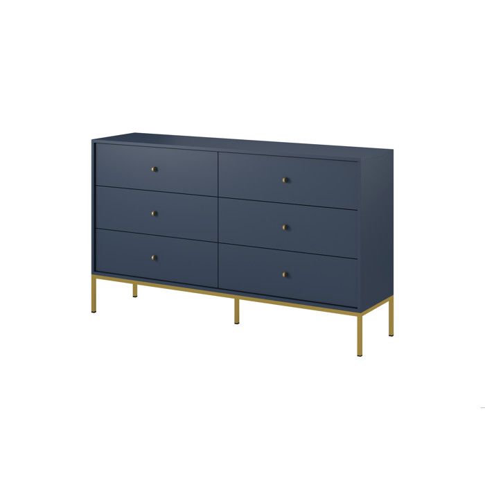 Comoda - 3xe living - 154x83x39 cm - 6 gavetas - azul marinho - puxadores d