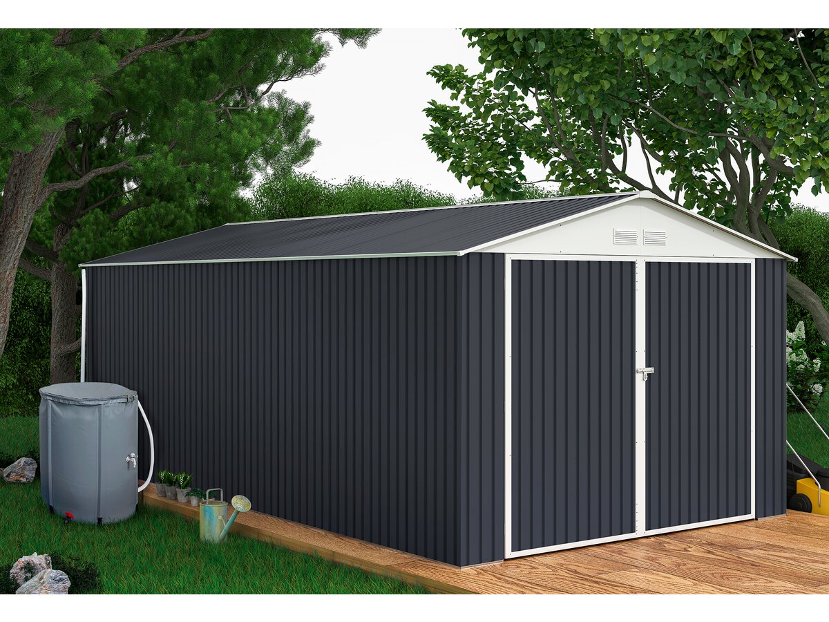 Garagem metálica "houston" - 15,36 m² com calha e coletor de água - antraci