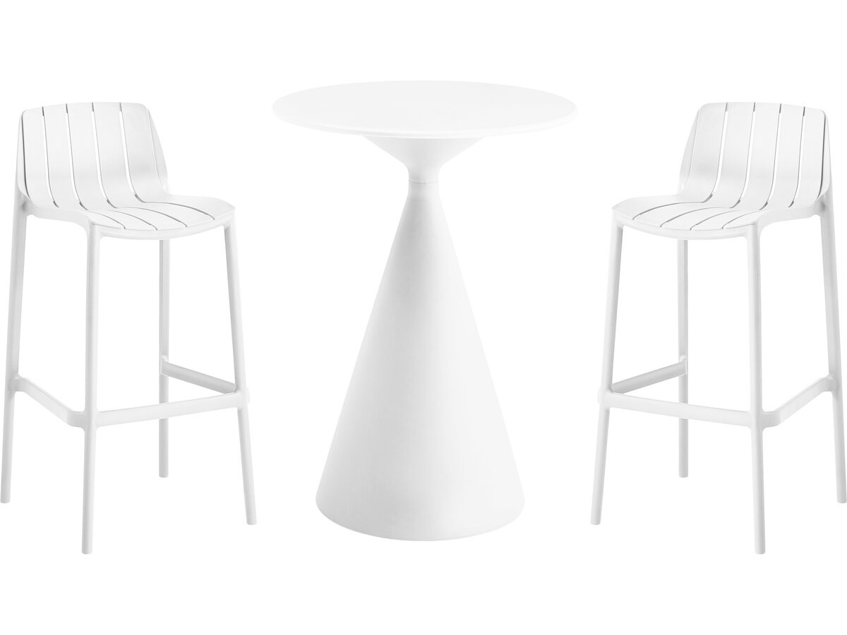 Mesa e cadeiras altas de bistrô empilháveis <<vaena>> — 2 lugares — branco
