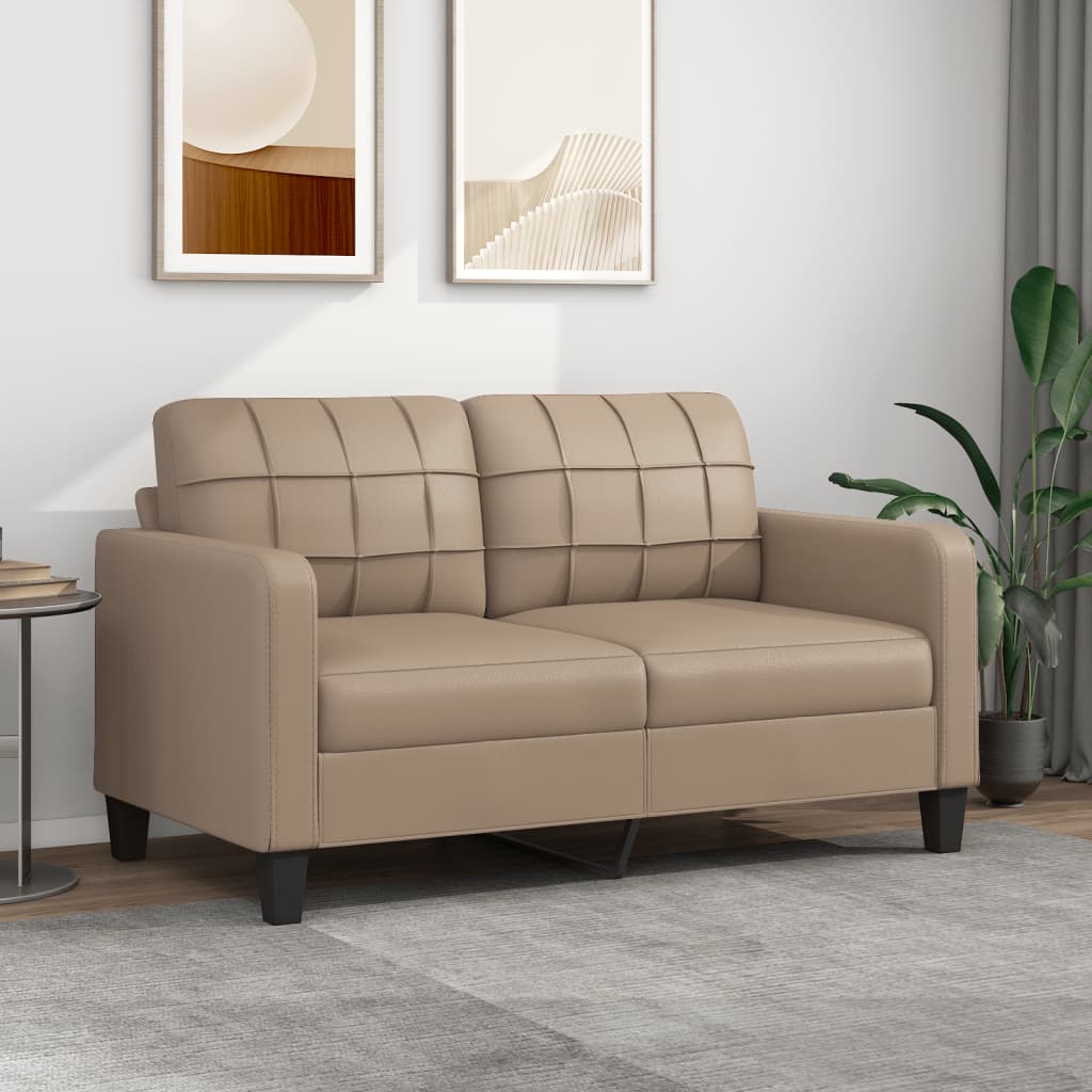 Sofá de 2 lugares 140 cm couro artificial cor cappuccino pt2466