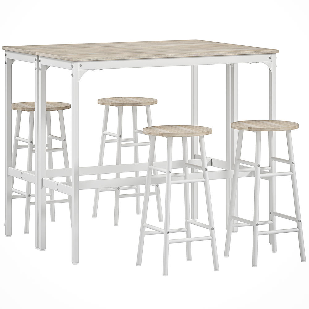 Conjunto de móveis bar 105x40x90 cm aço e mdf color blanco Homcom