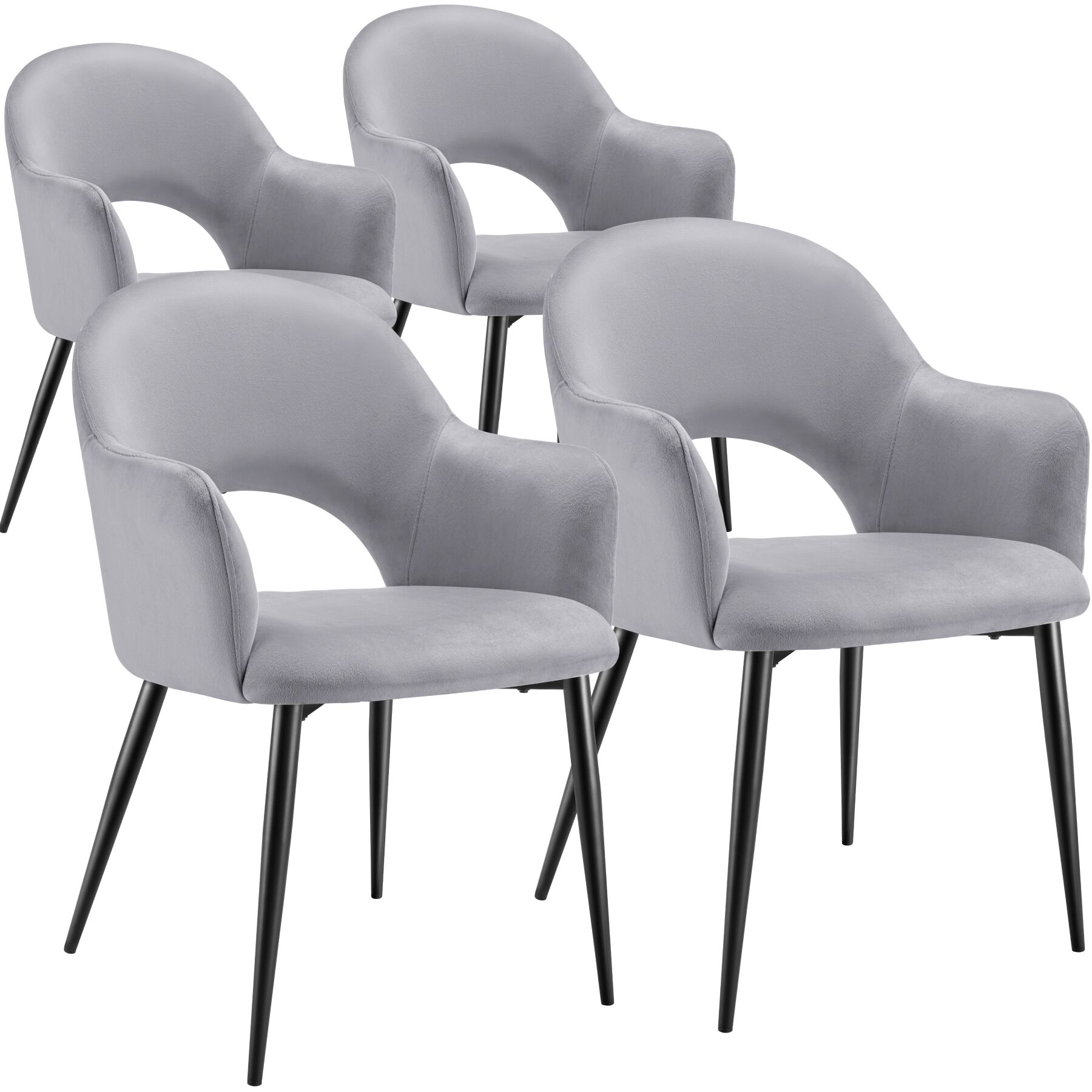 4 cadeiras de sala de jantar terciopelo 57x61,5x87,5 cm cinzento claro