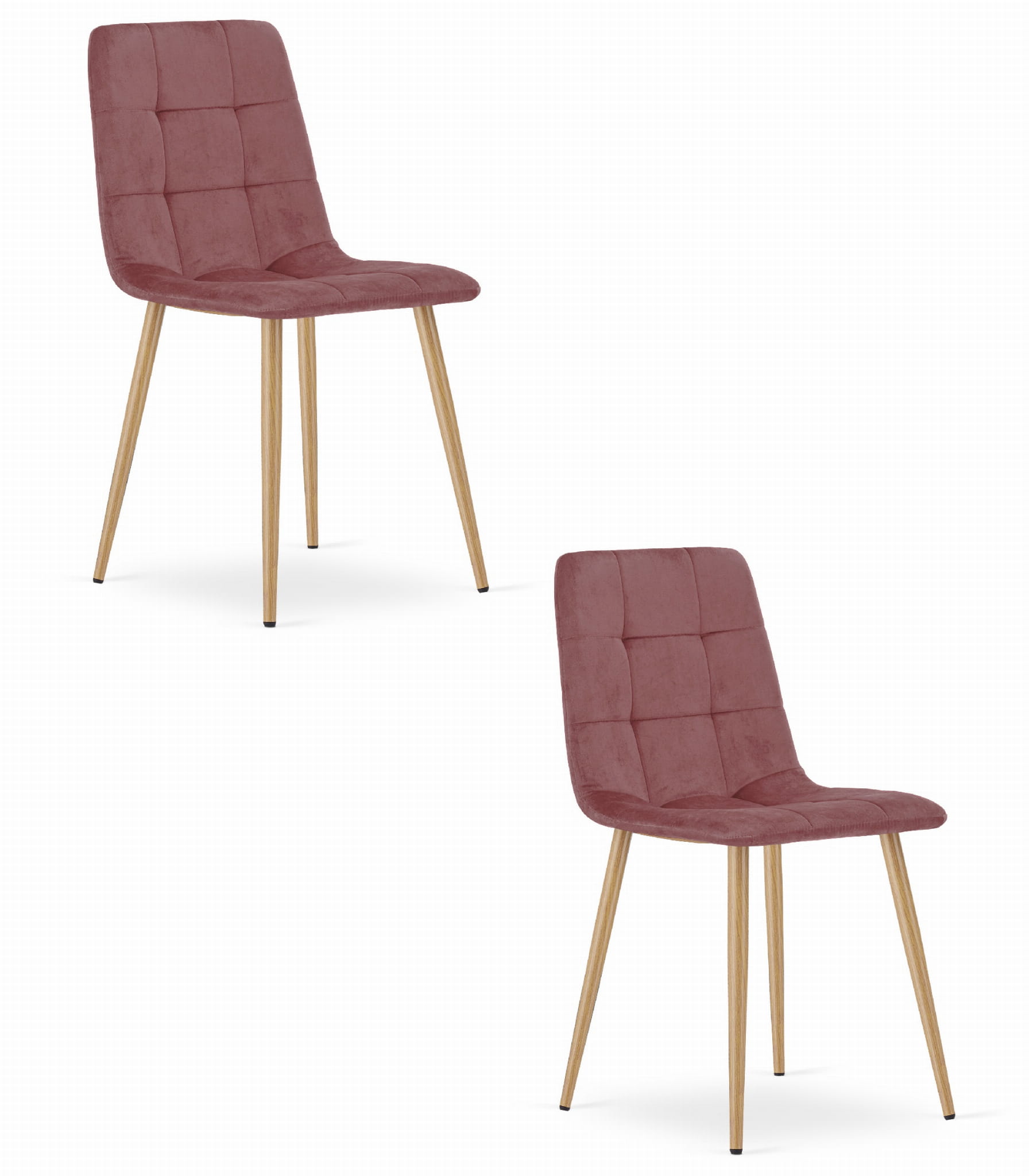 Valora cadeiras pyra veludo rosa pés madeira modernas x2