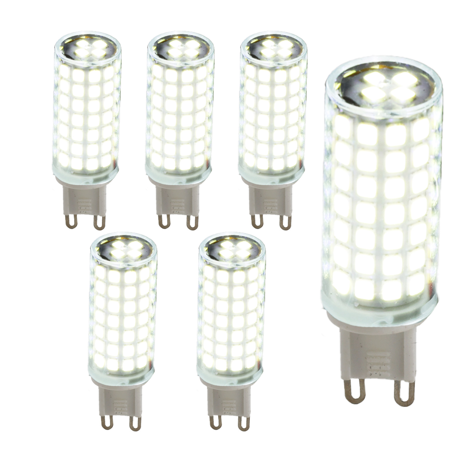 Pacote 6 lâmpadas LED g9 6w 6000k luz fria