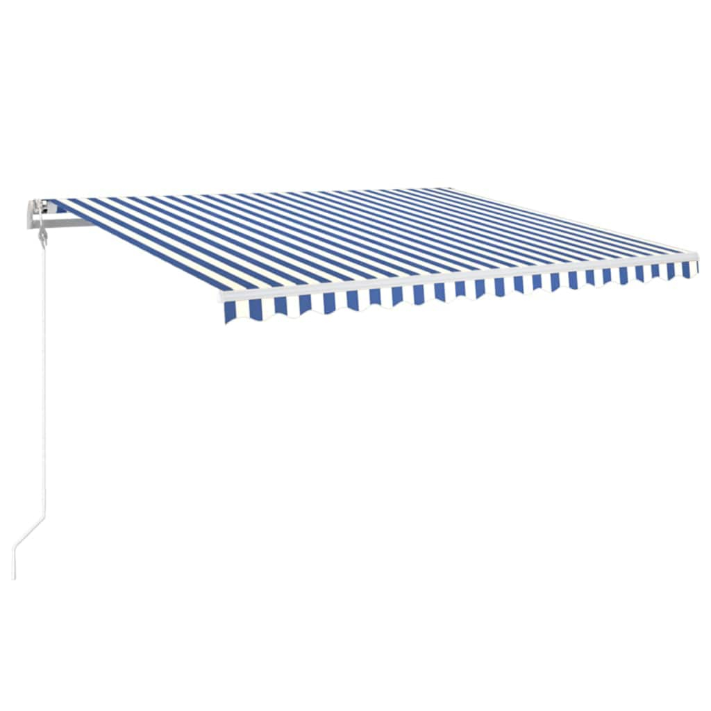 Toldo automático LED e sensor de vento 400x350 cm azul e branco