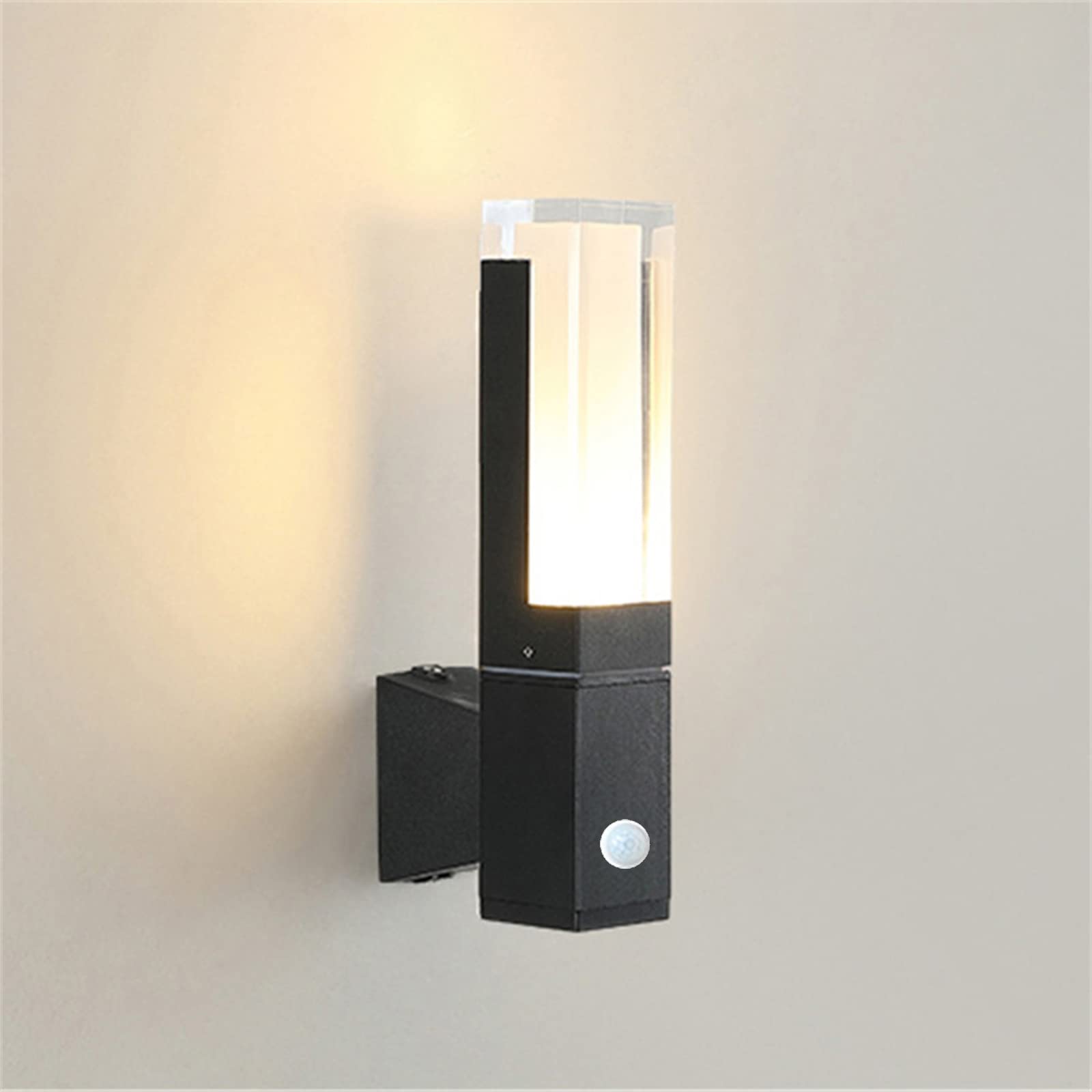Luminária de parede exterior acrílico com sensor 7 w 3000 k branco