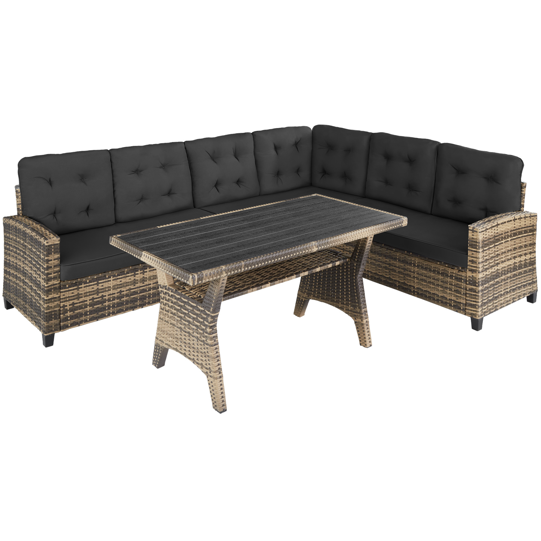 Tectake conjunto modular rattan estrutura aço resistente