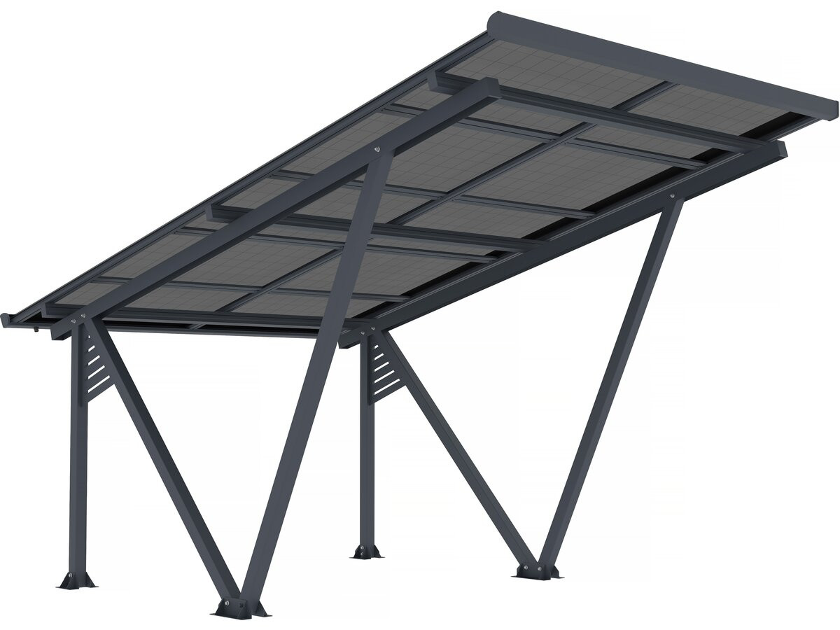 Garagem solar com painéis fotovoltaicos - 366 x 575 x 366 cm - cinza - 4,1