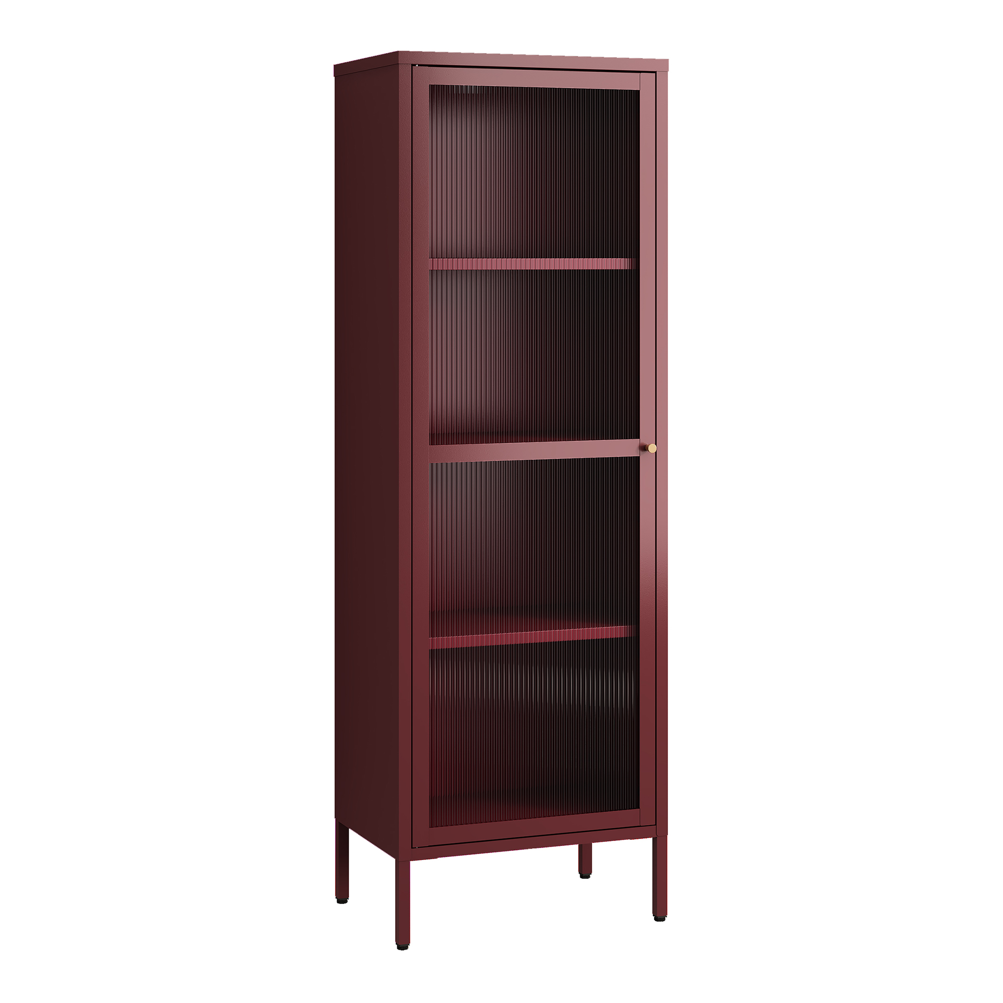 Vitrina säkylä con puerta de cristal 3 estantes 150x50x35cm rojo bordeos
