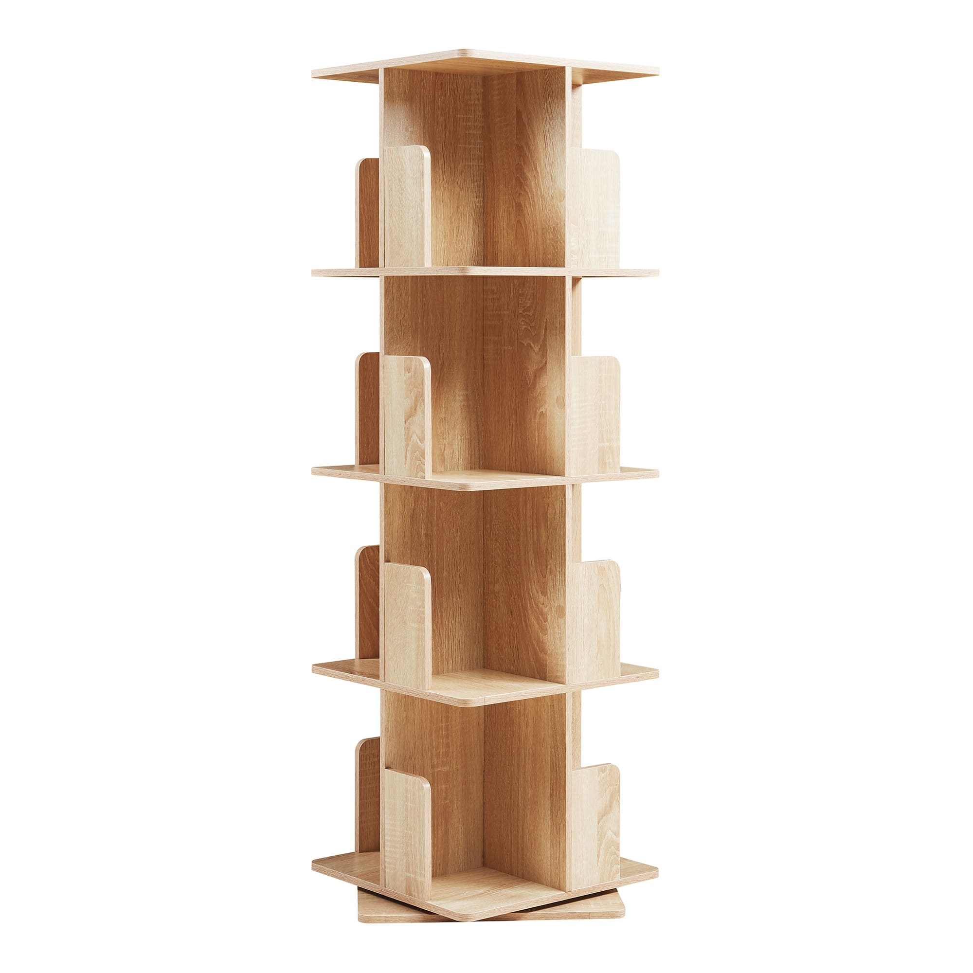 Estante giratória talöpintaa 4 níveis mdf 129x40x40 cm carvalho [en.casa]