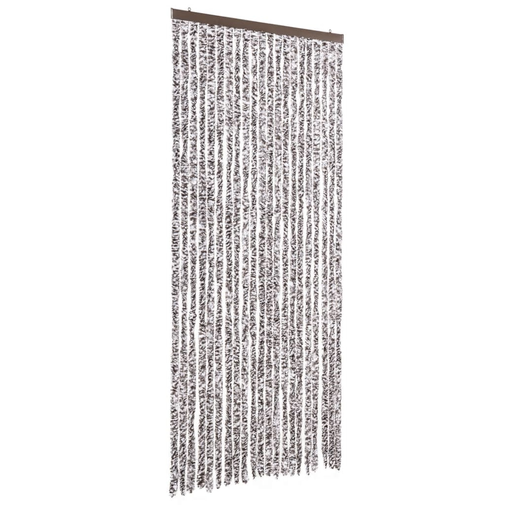 Cortina anti-insetos 90x200 cm chenille castanho e bege