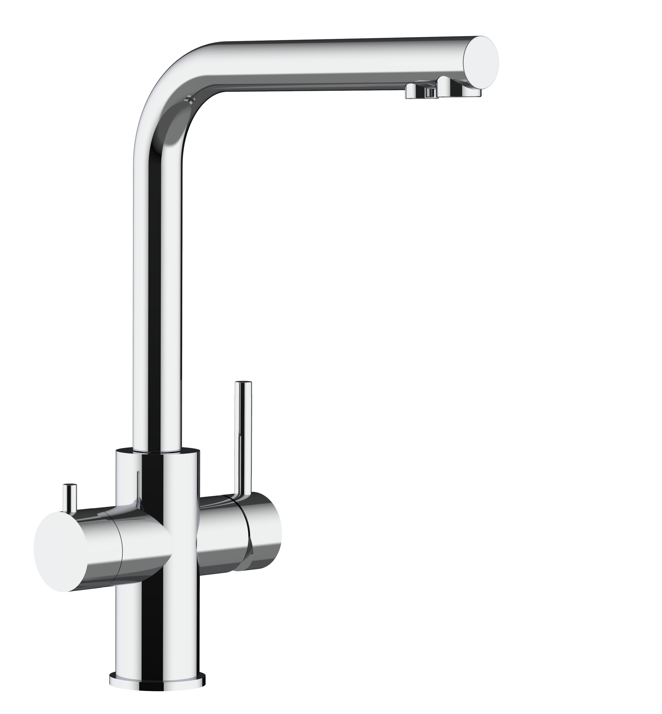 Grifo de cocina 5 vías en acero inoxidable pulido caño L giratorio, FX