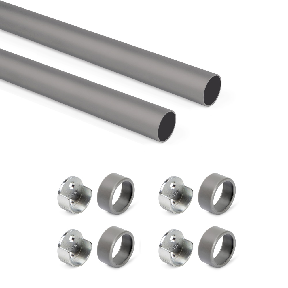 Emuca lote de 2 calhas redondas para armários d.28mm comprimento 0.75m