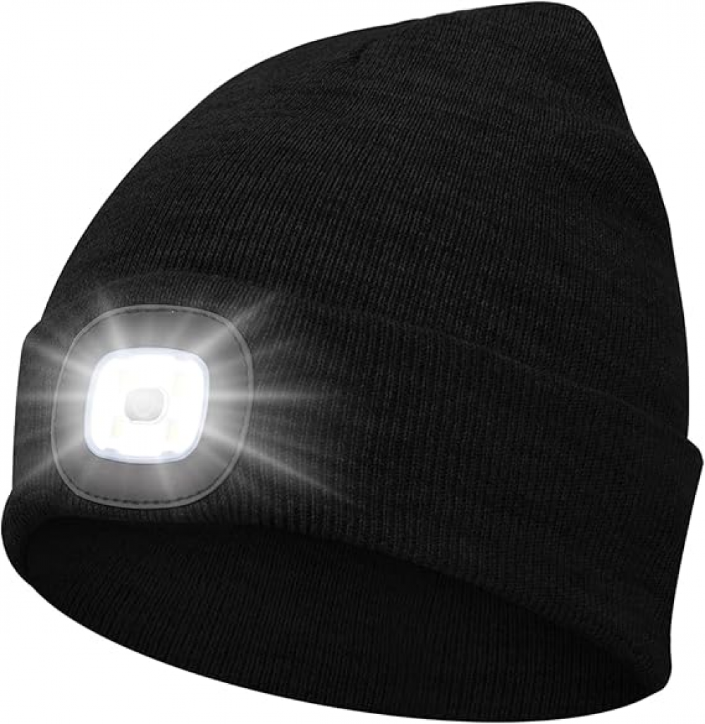 Gorro LED 3 em 1 inverno tricô leve recarregável