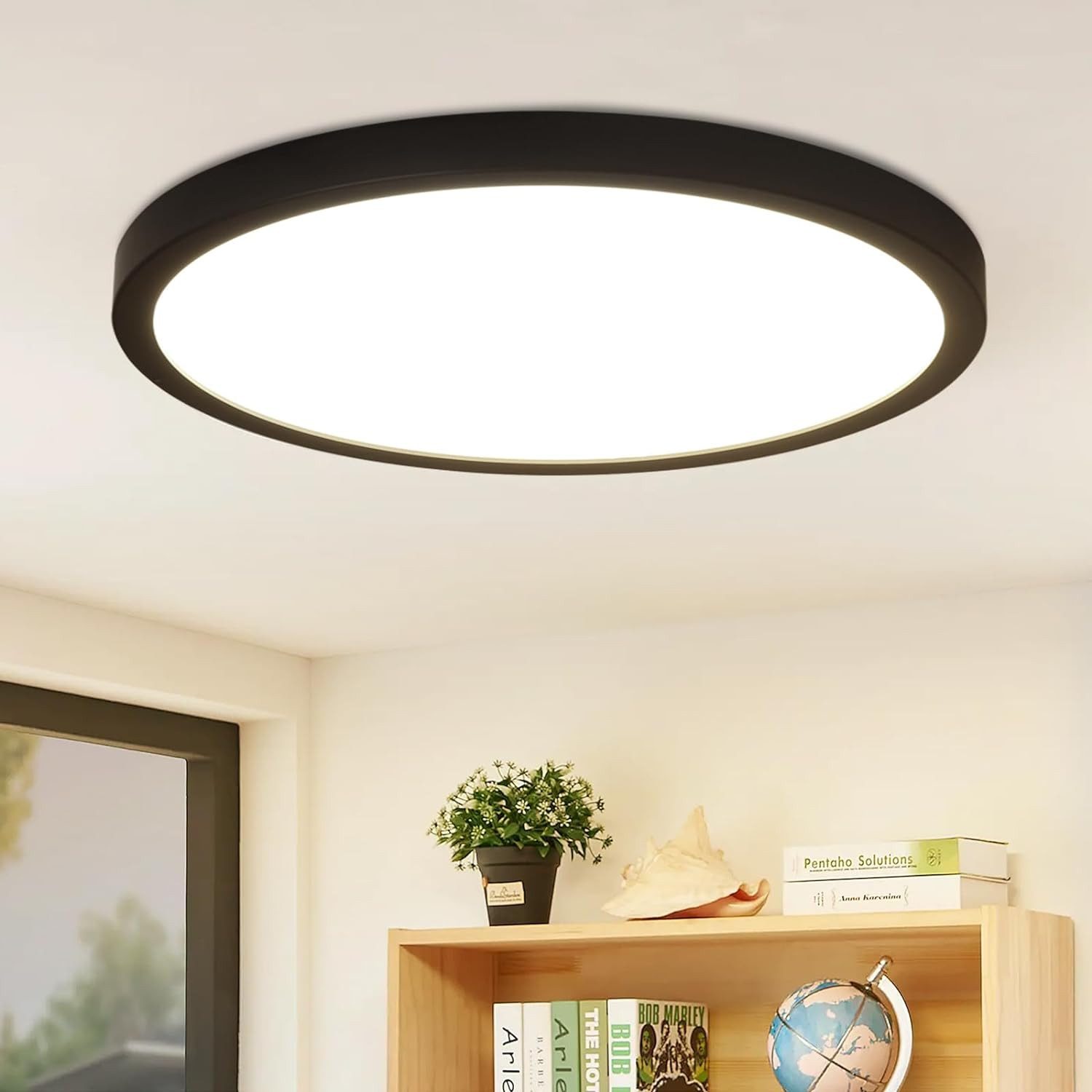 Nettlife redondo preto LED plafon 24 w moderno LED branco neutro 4000 k