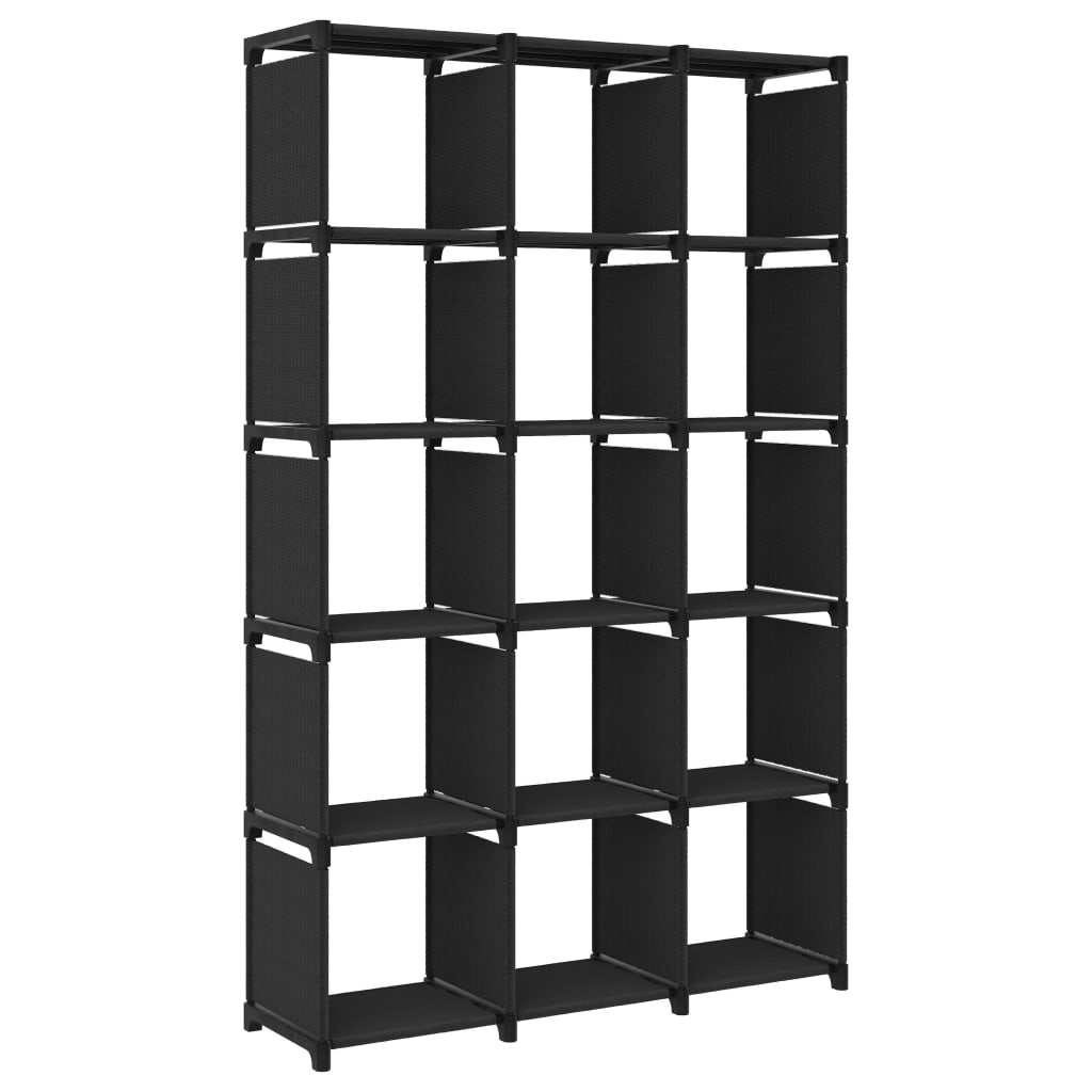 vidaXL estantería de 15 cubos de tela negro 103x30x175,5 cm