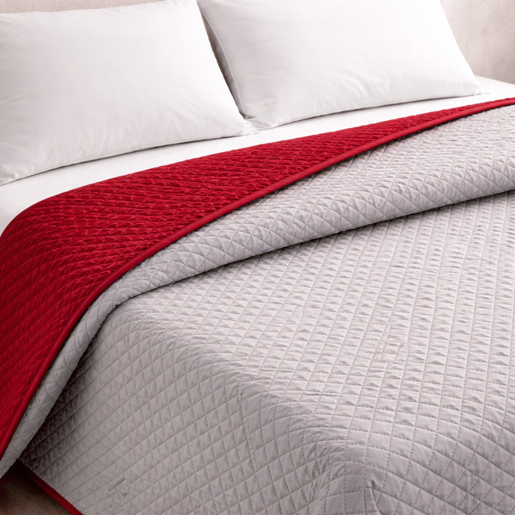 Colcha reversível bicolor cinza/rojo cama 180cm donegal collections