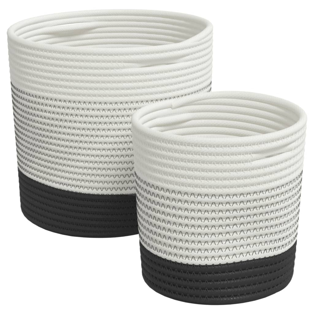 vidaXL cestas de almacenaje 2 uds aLGodón blanco y negro