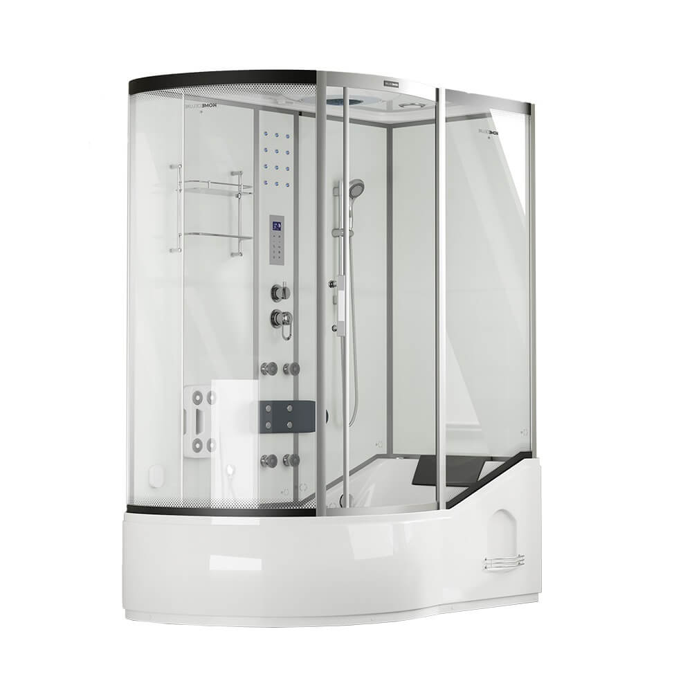 Ducha de vapor con hidromasaje allin 4in1 - 170 x 90 blanco izquierda