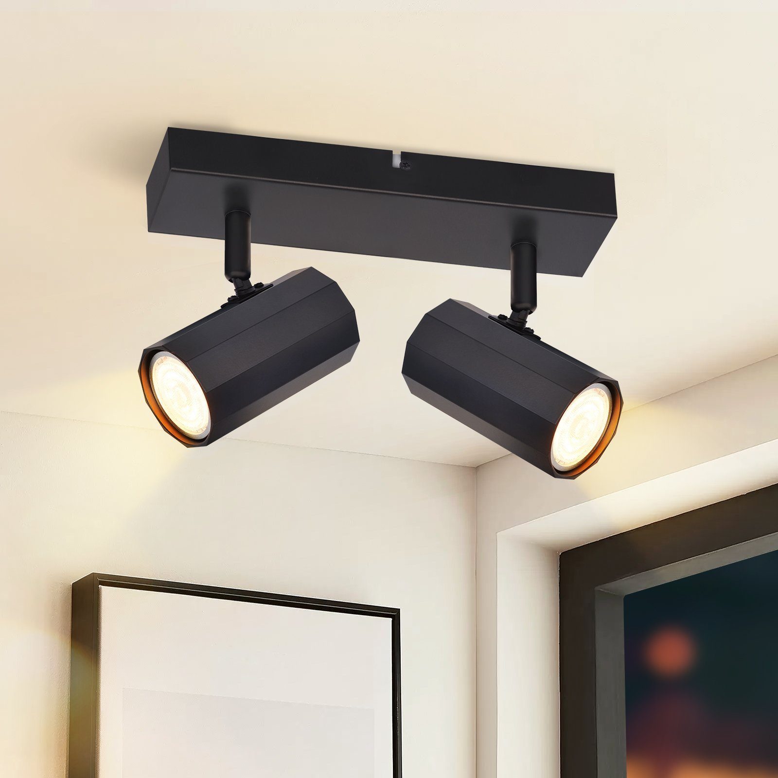 Nettlife luminária de teto negro gu10 10.5x5.9