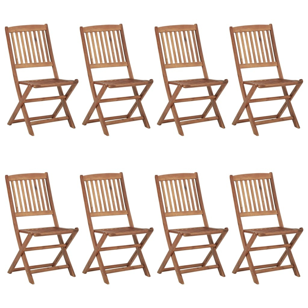 Cadeiras de exterior dobráveis 8 pcs madeira de acácia maciça
