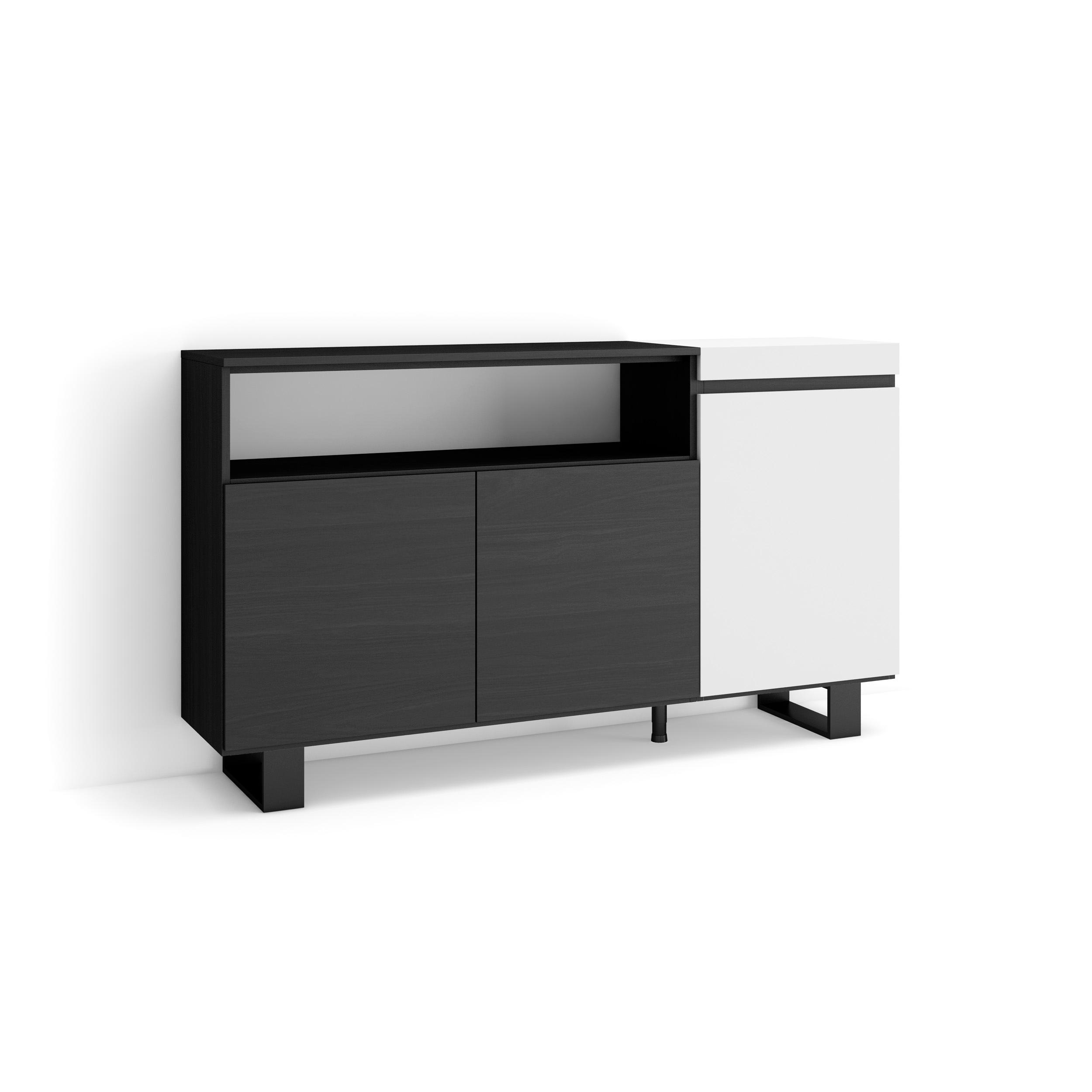Aparador sala de jantar, 150x35x87cm, branco e preto rf2501