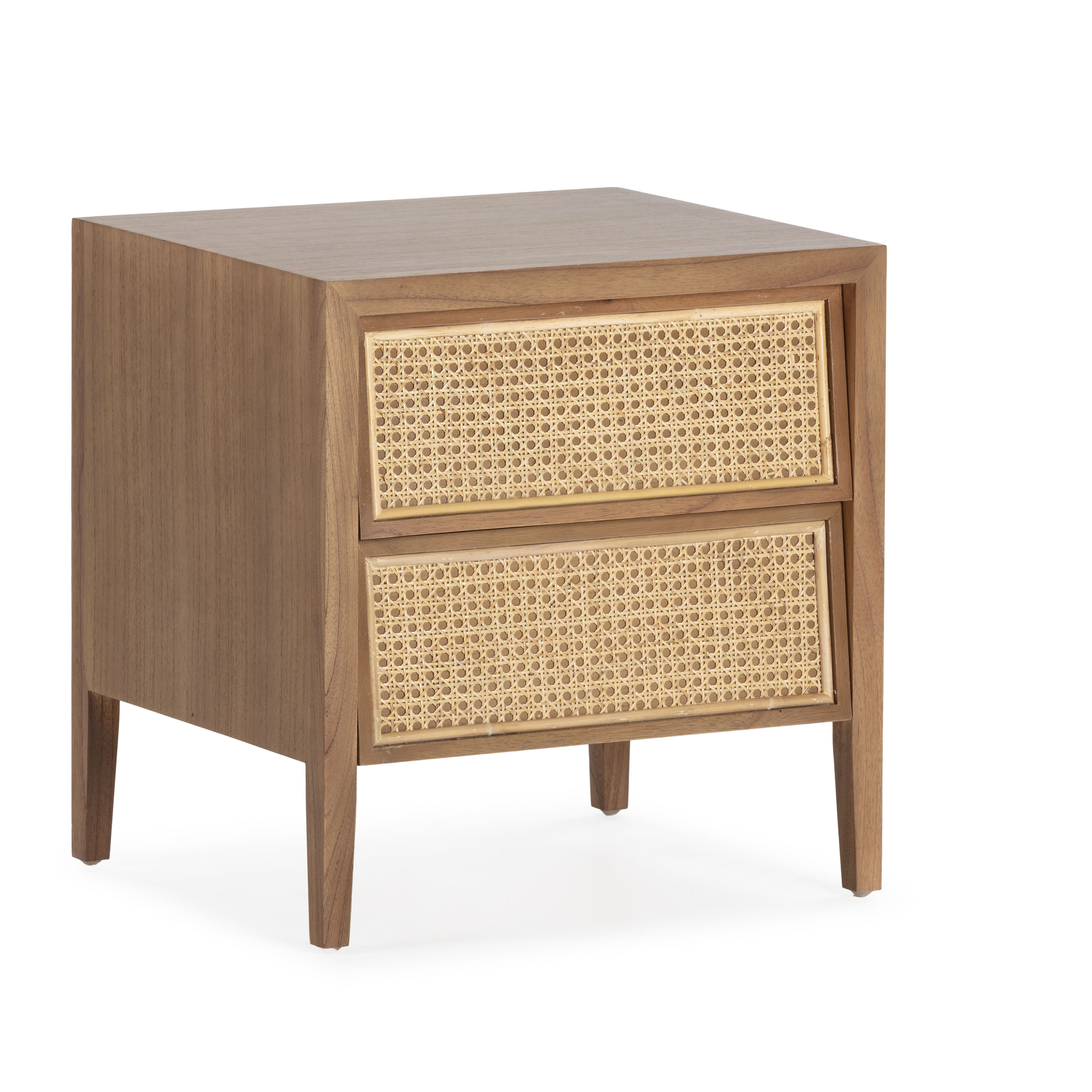 Mesa de cabeceira 50x40x51, madeira, cor marrom mel, rattan natural