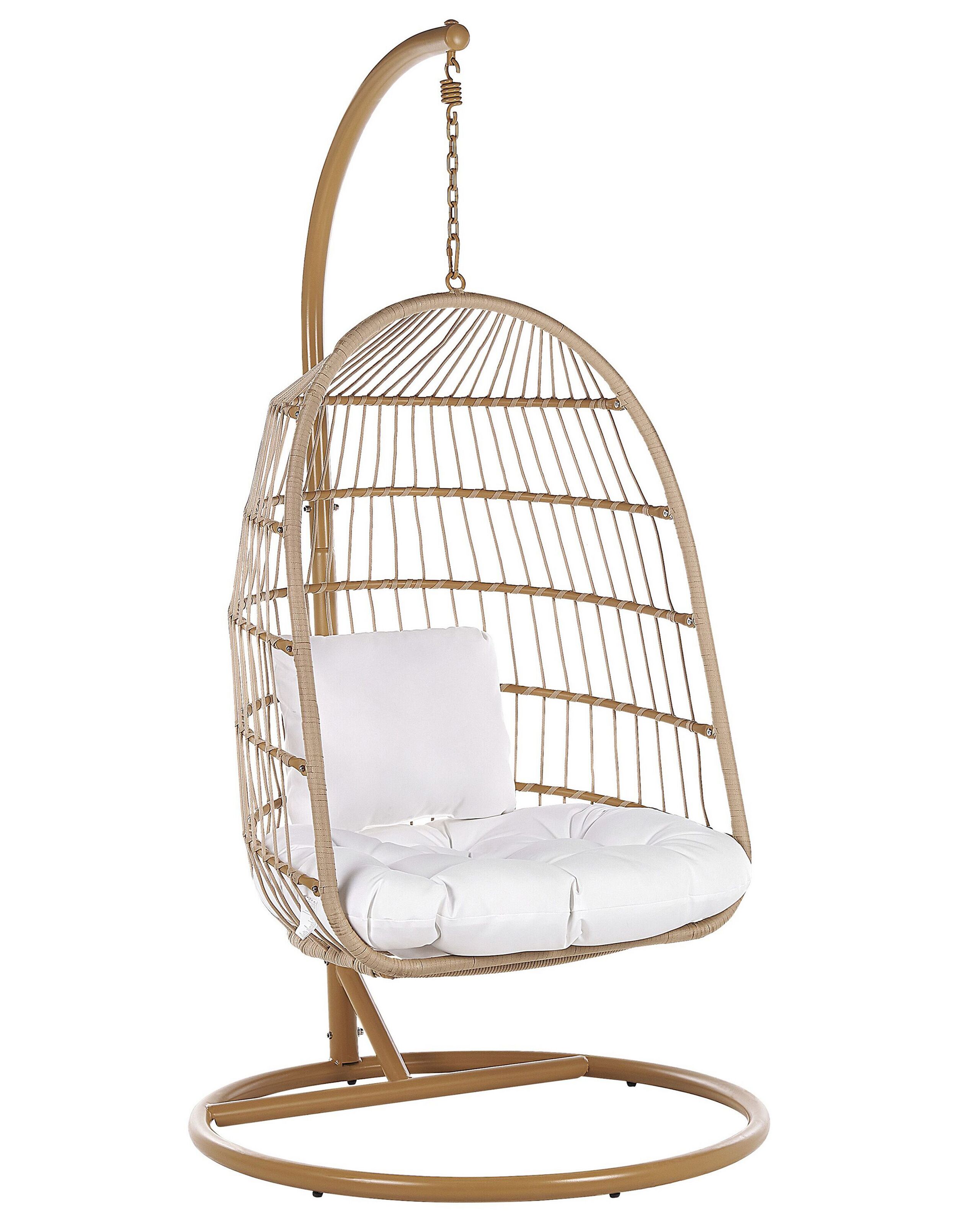 Cadeira suspensa com suporte allera rattan sintético creme