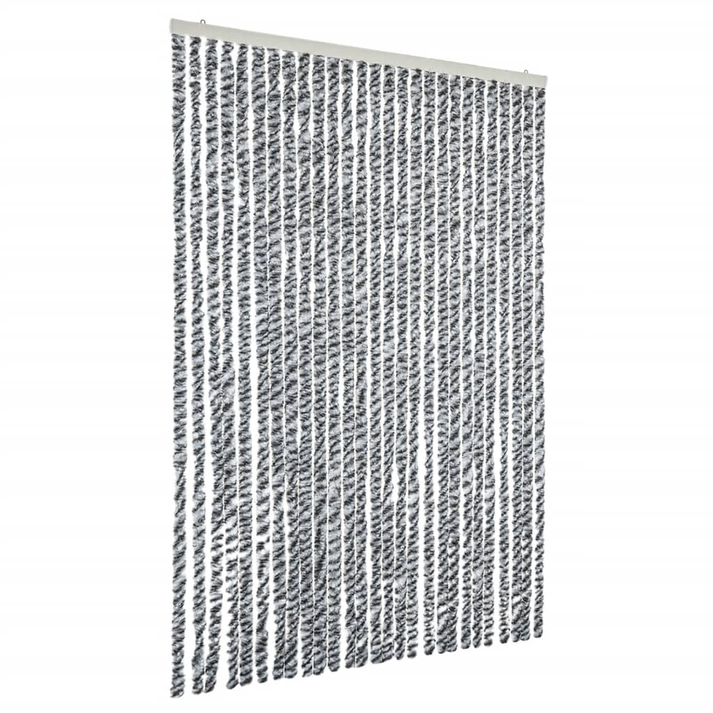 Cortina anti-insetos 118x220 cm chenille cinzento/preto/branco