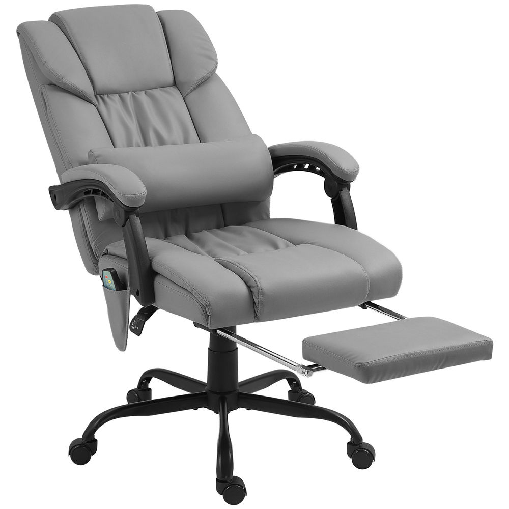 Cadeira de escritório com massagem couro sintético e metal color gris
