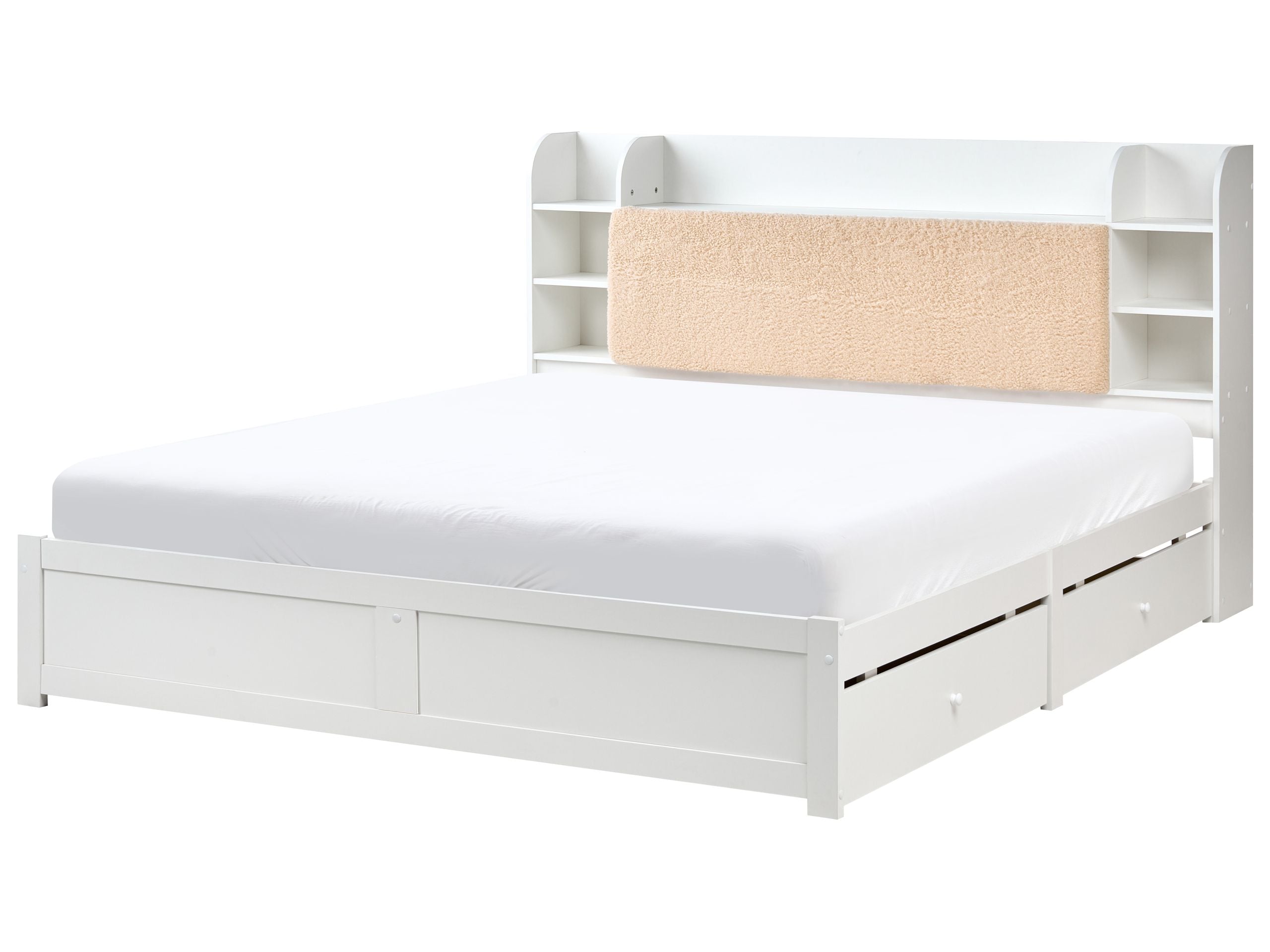 Cama com gavetas de arrumação bizou branco 180 x 200 cm