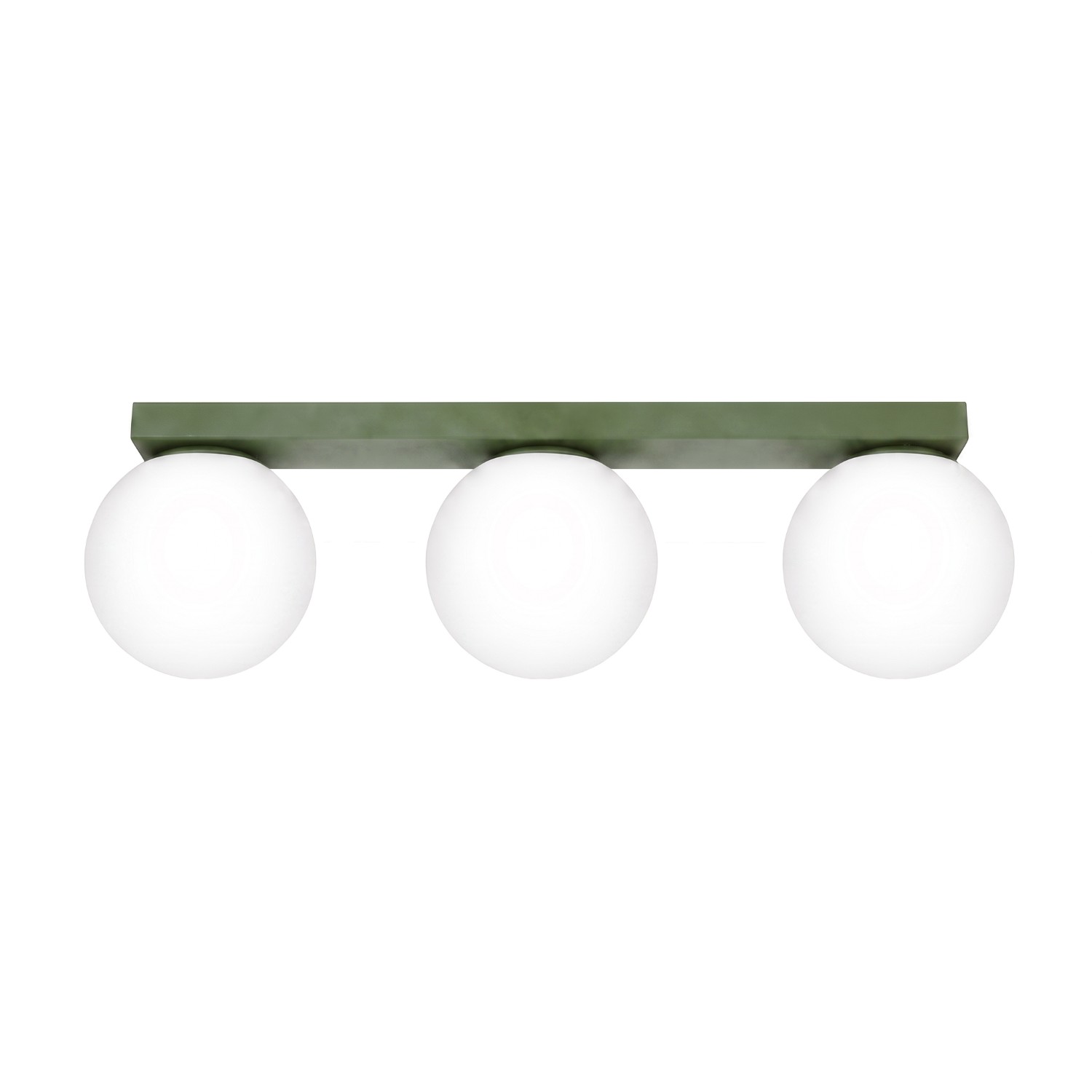 Plafons yoli 3 verde azeitona aço/vidro 50x14.5x12cm