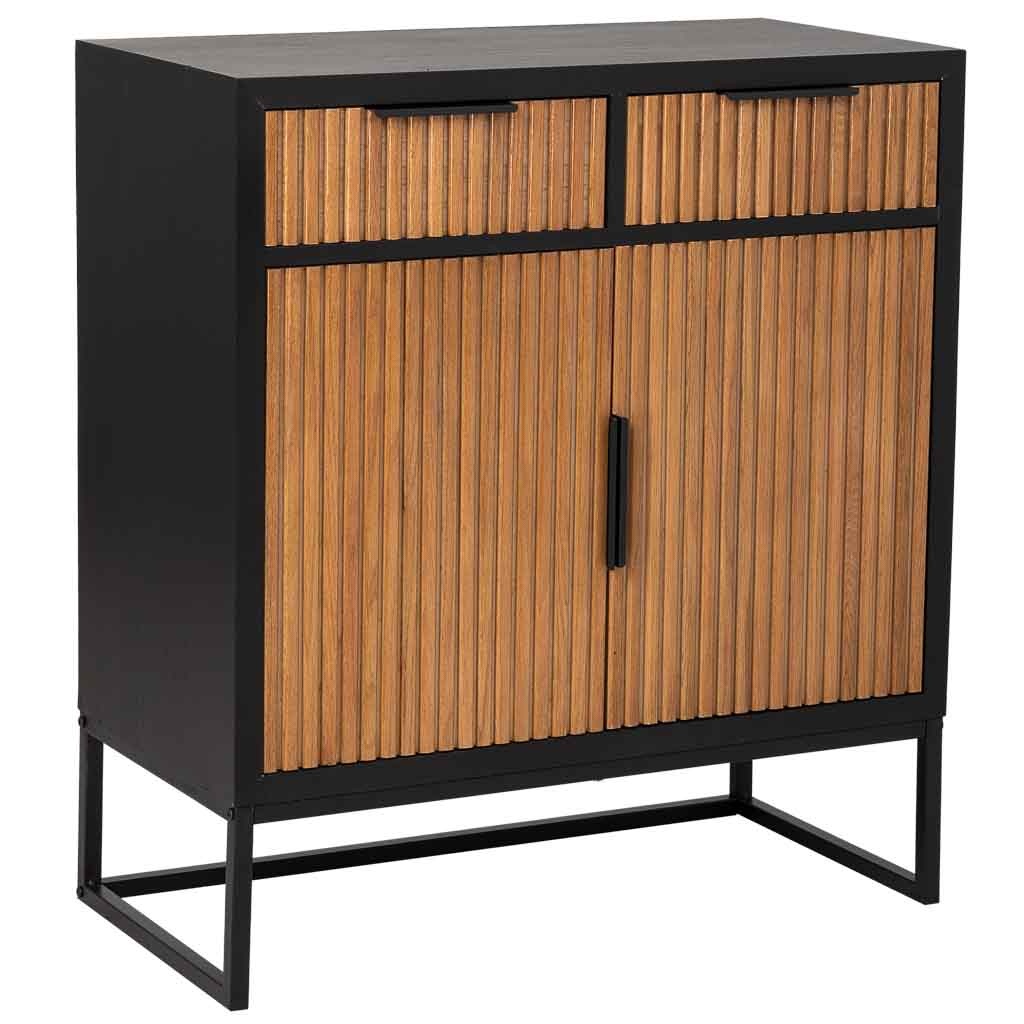 Aparador em madeira e metal preto e marrom, medidas 39,5 x 80 x 89 cm