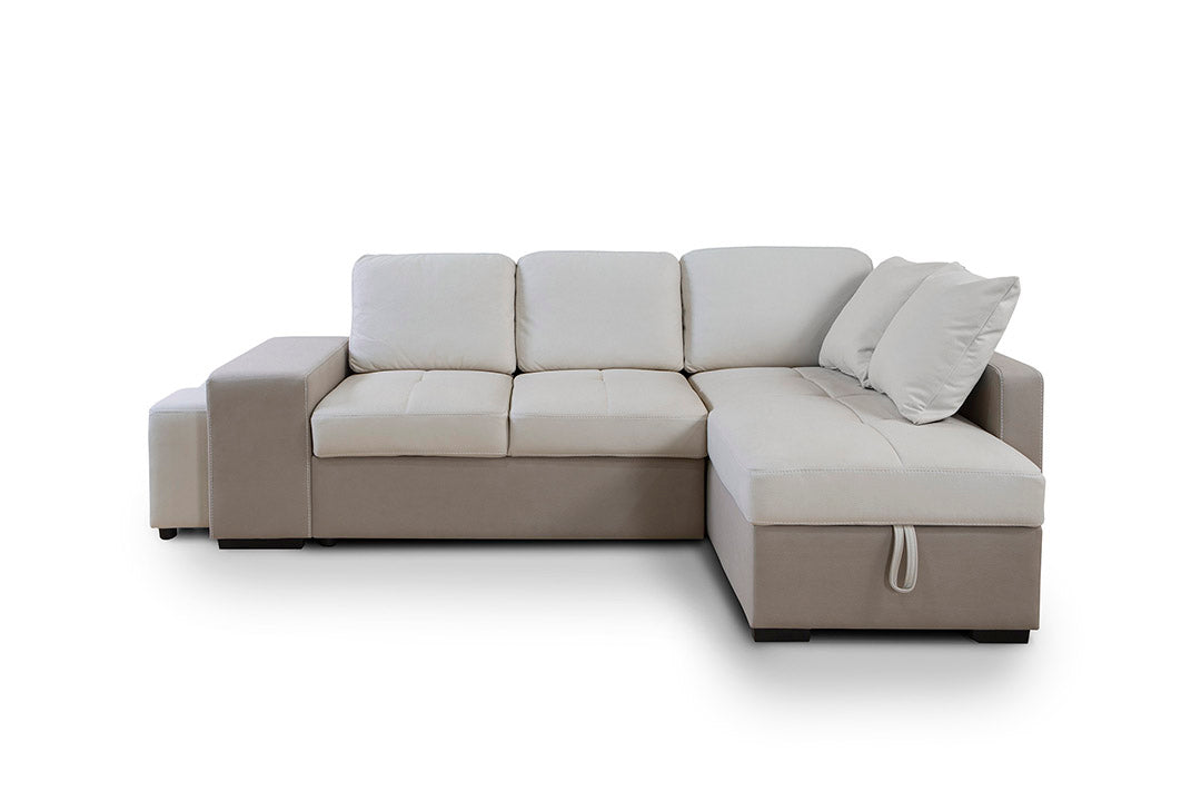 Sofá-cama chaise longue stacy 250cm bege, chaise direita