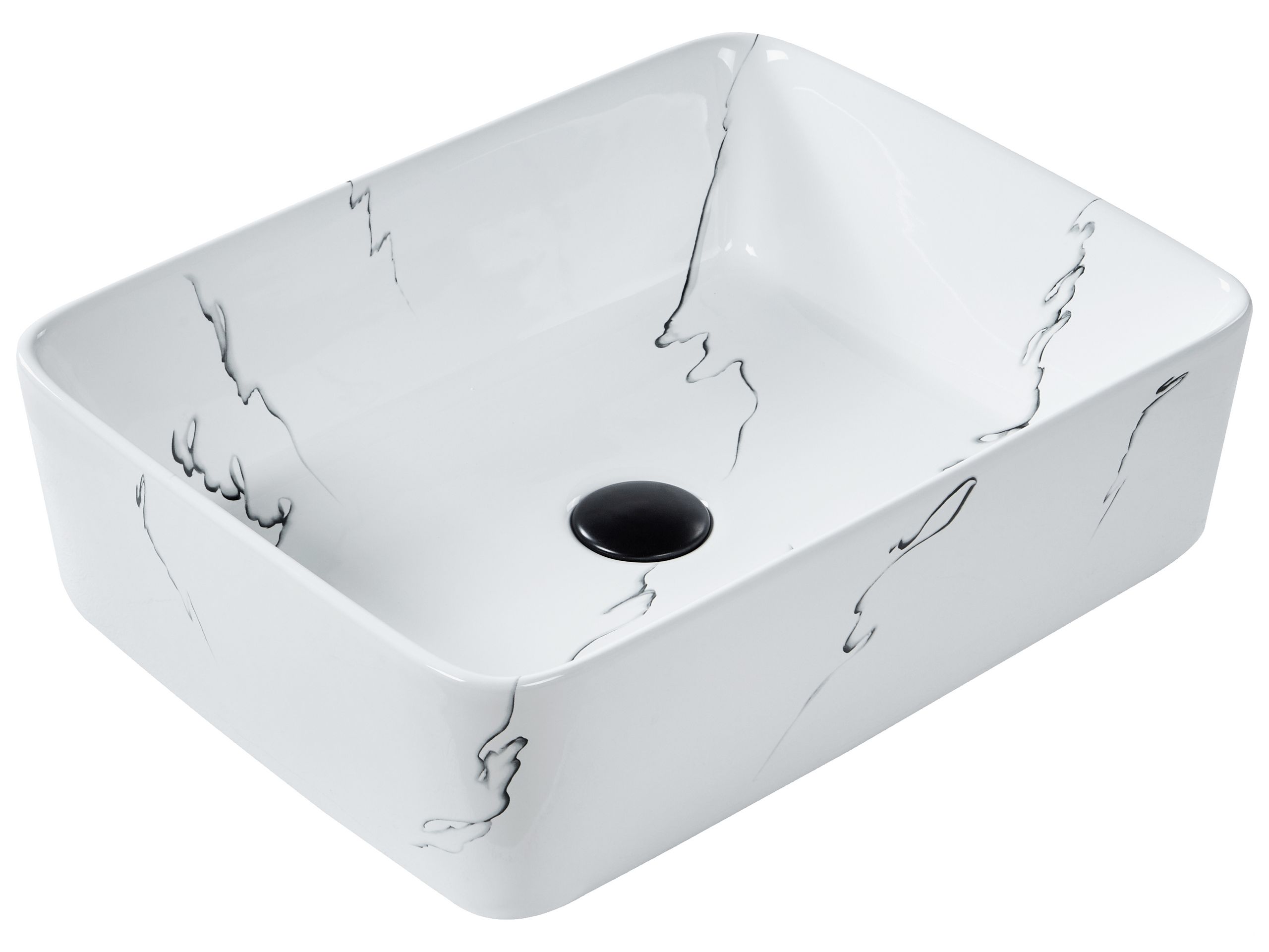 Lavatório de bancada hopi 49 x 38 cm cerâmica mármore branco