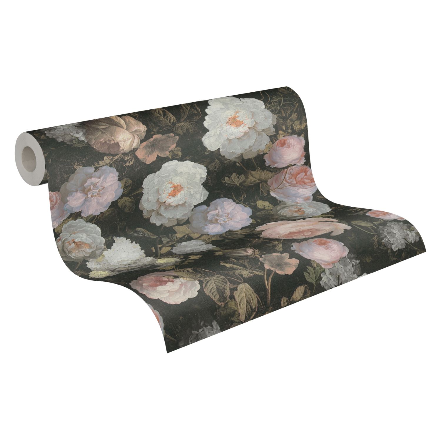 A.s. Création papel de parede flores vintage rosa suave,verdeebranco