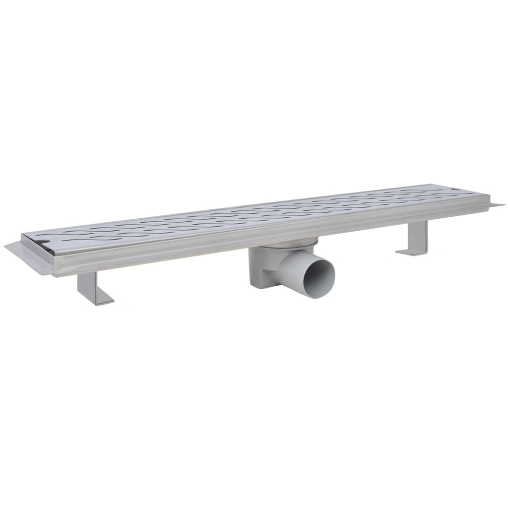 Ralo de chuveiro linear vidaxl, ondulado, aço inoxidável, 630 x 140 mm