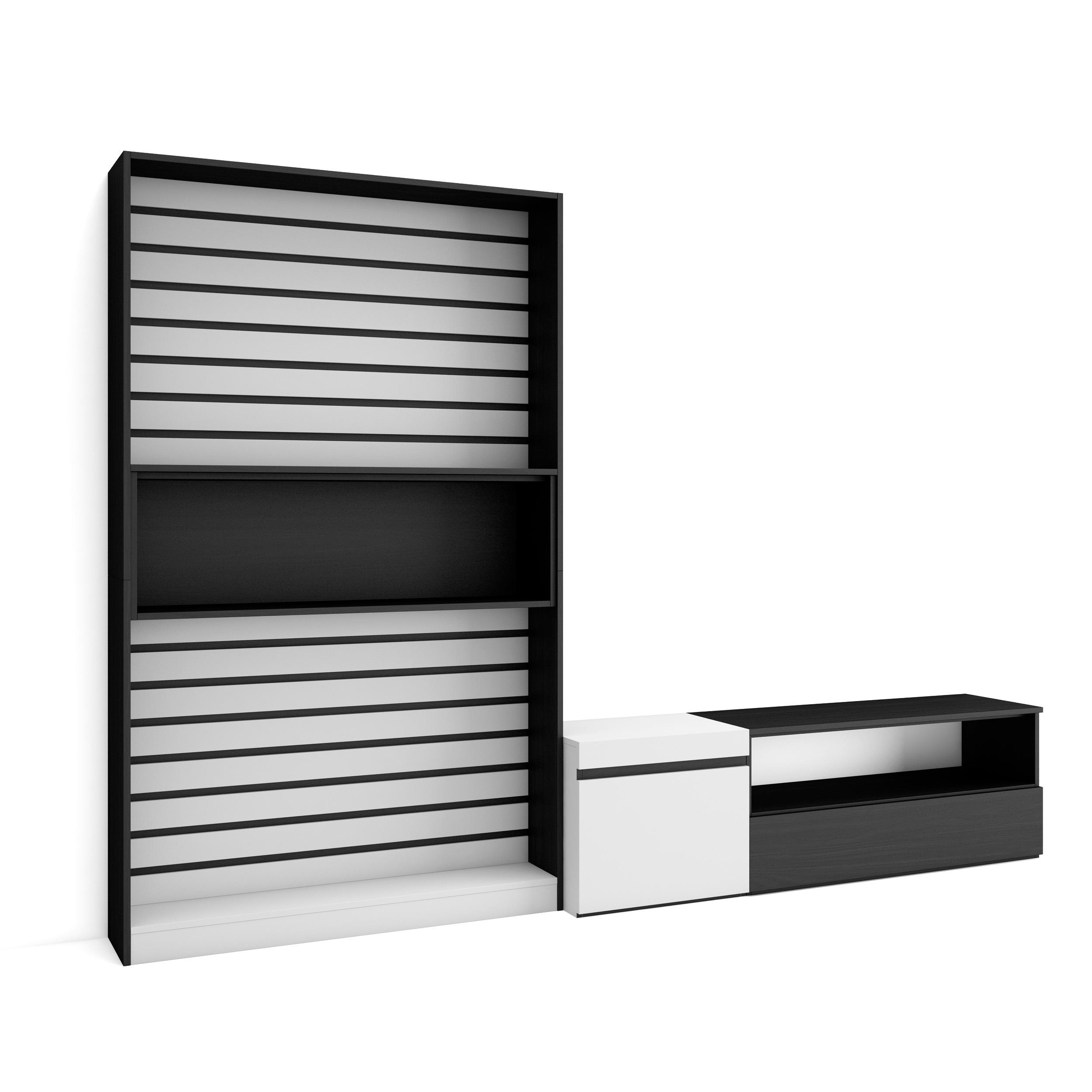 Conjunto de móveis tv, 260x35x186cm, branco e preto rf2542