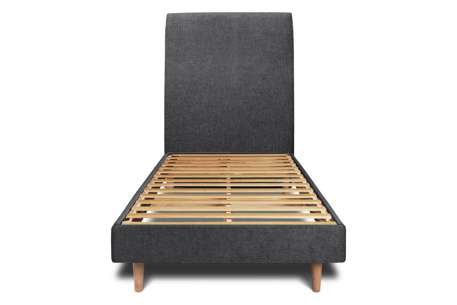 Cama de 90x200 cm com cabeceira estofada - tecido tela fosca - preto