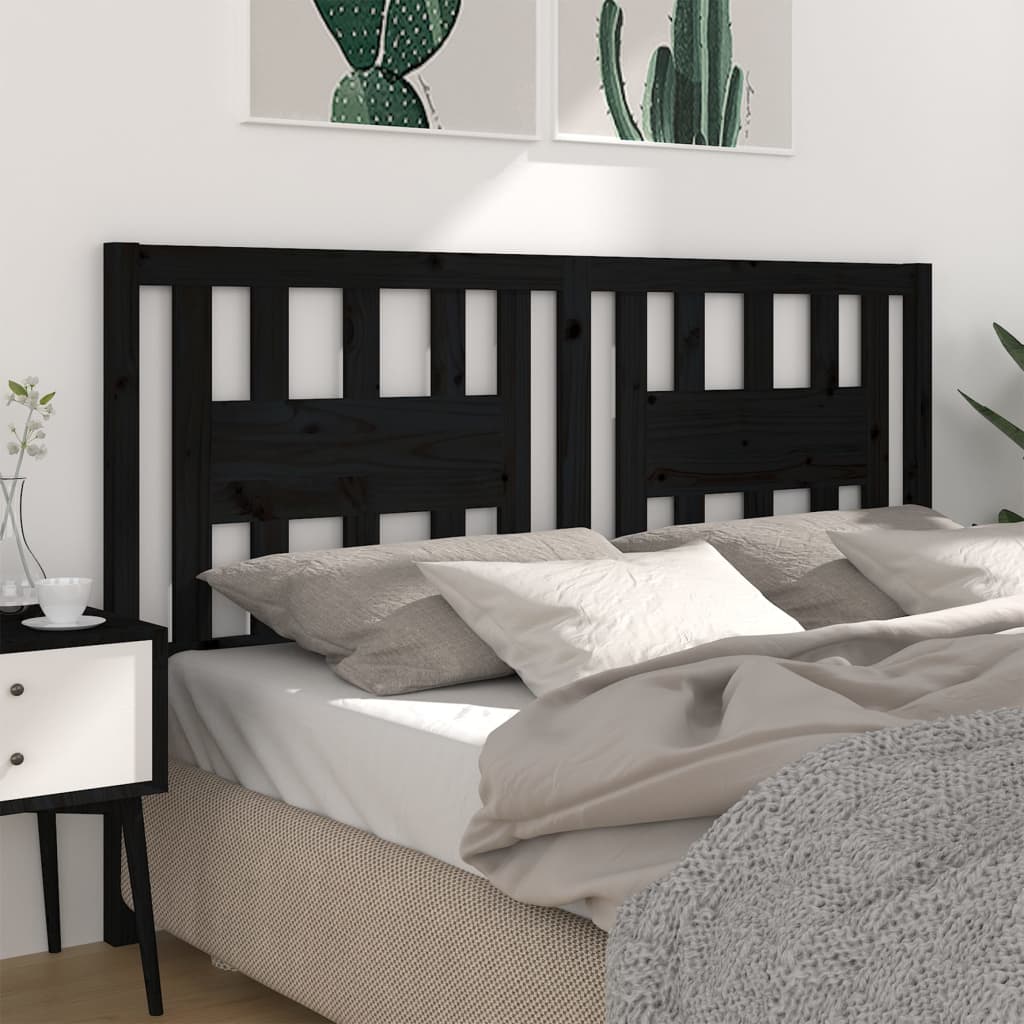 Cabeceira de cama 126x4x100 cm pinho maciço preto