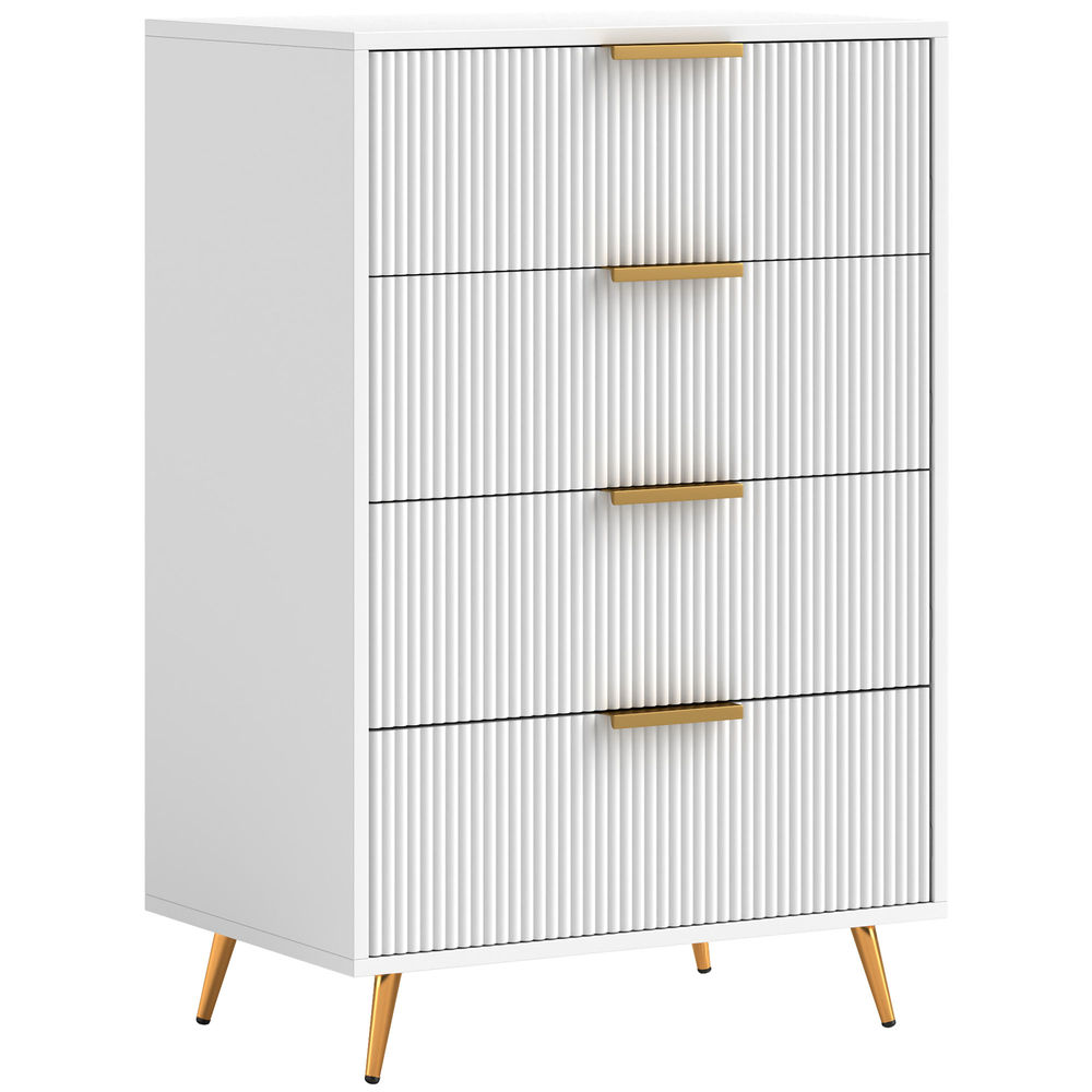 Cómoda 4 gaveta 60x40x90 cm color blanco Homcom
