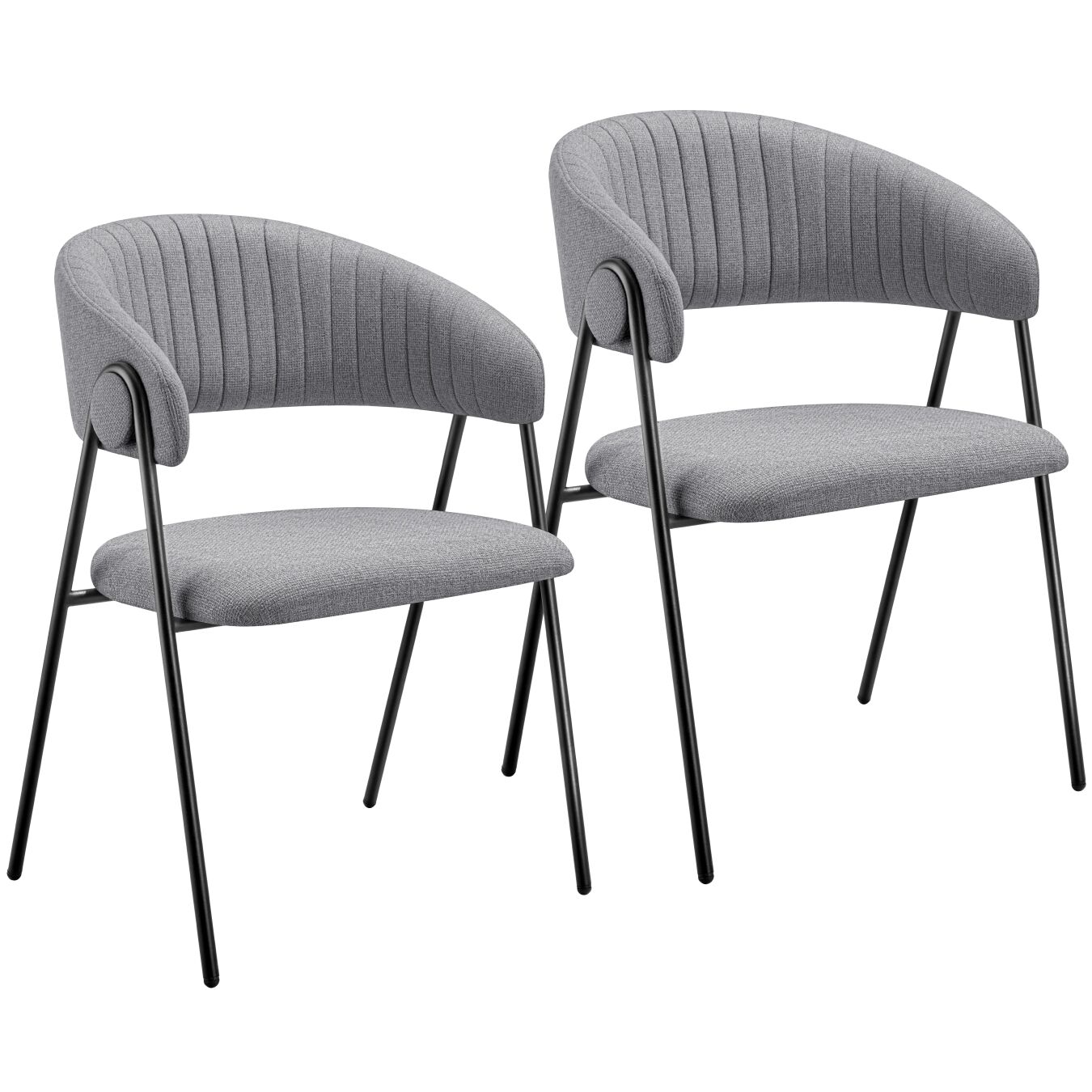 2 cadeiras de sala de jantar de tejido acolchoado 60 x 58 x 85 cm cinzento